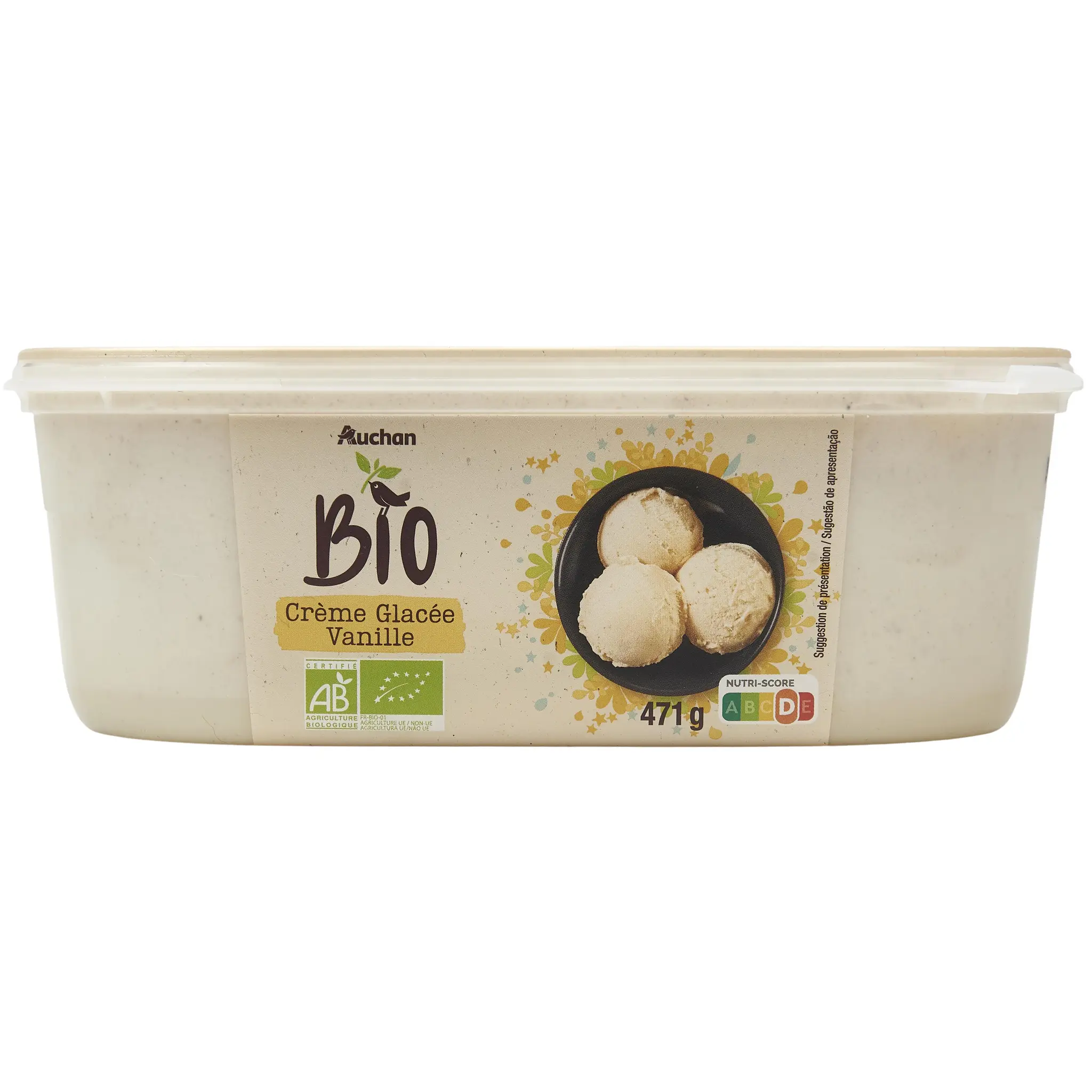 AUCHAN BIO Crème glacée à la vanille
