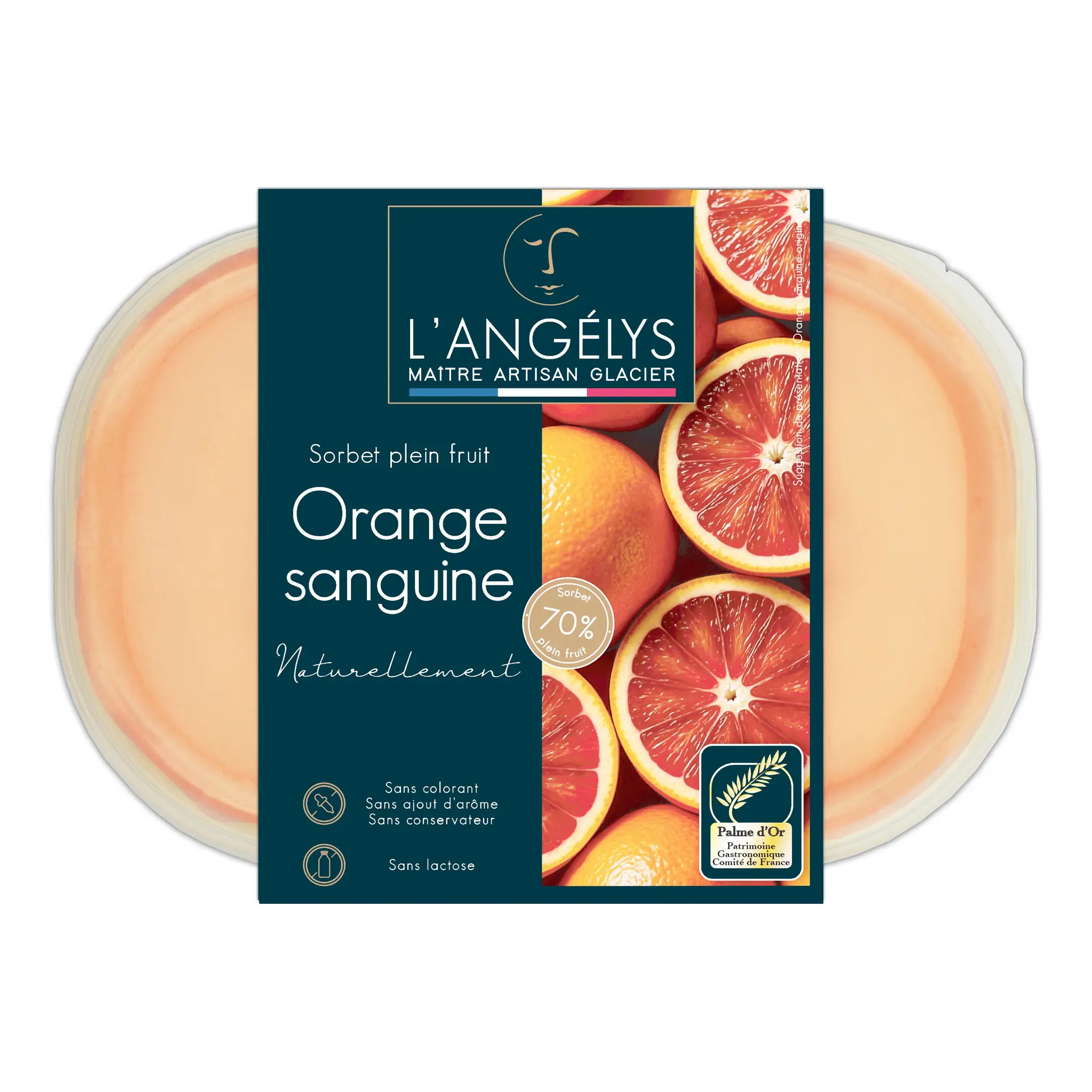 L'ANGELYS Sorbet orange sanguine sans colorant sans arôme ajouté sans lactose sans conservateur