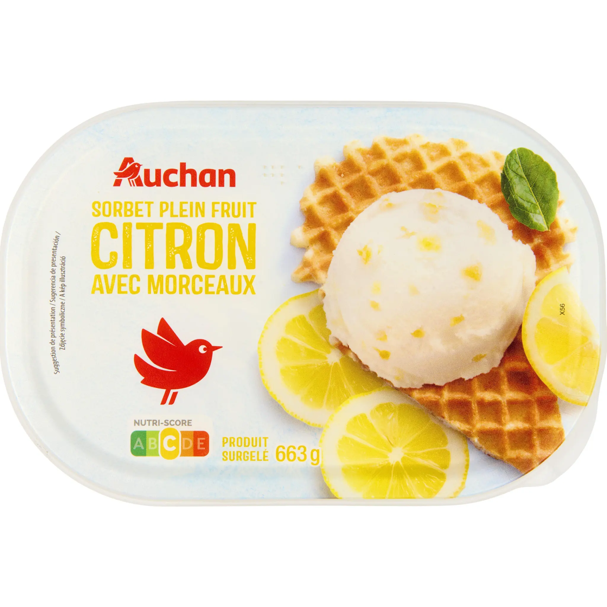 AUCHAN Sorbet saveur citron