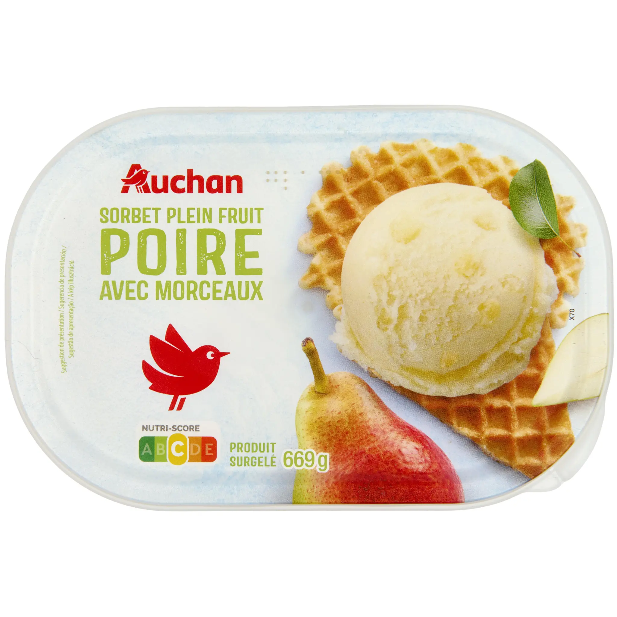 AUCHAN Sorbet poire avec morceaux