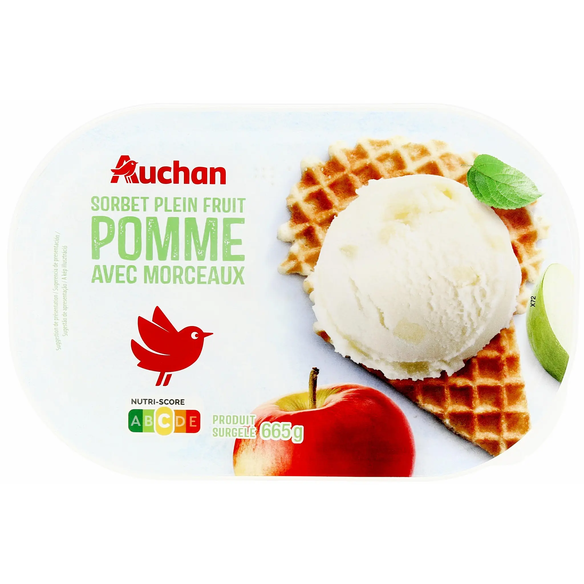 AUCHAN Sorbet pomme avec morceaux