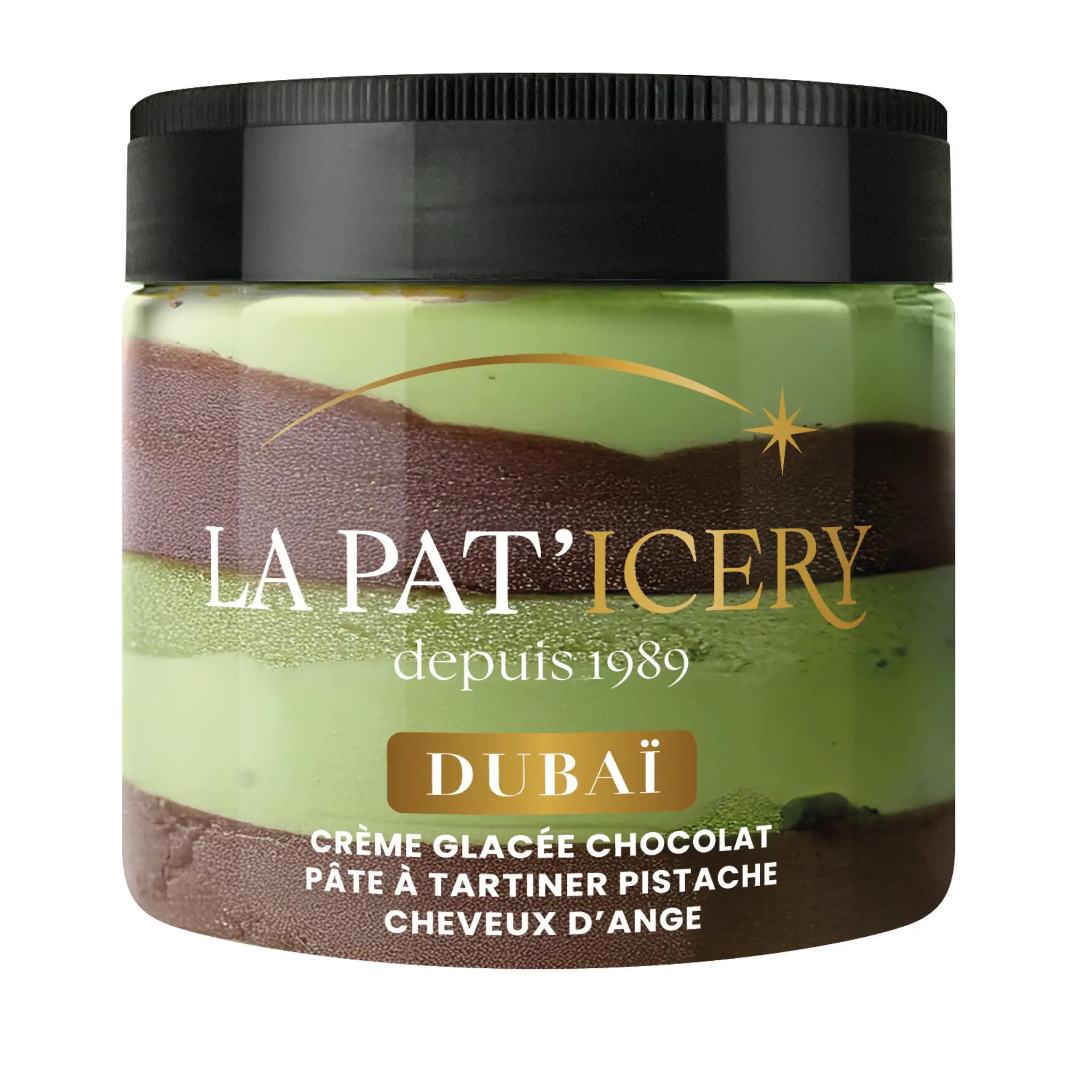 LA PAT ICERY Pot de crème glacée chocolat pâte à tartiner pistache cheveux d'ange