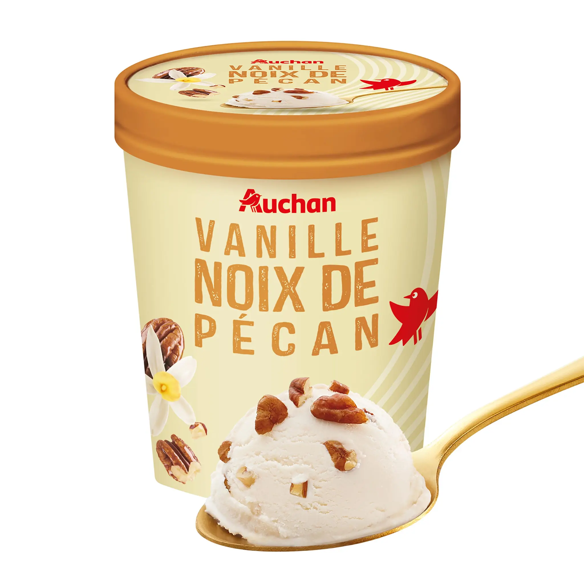 AUCHAN Pot de crème glacée vanille noix de pécan