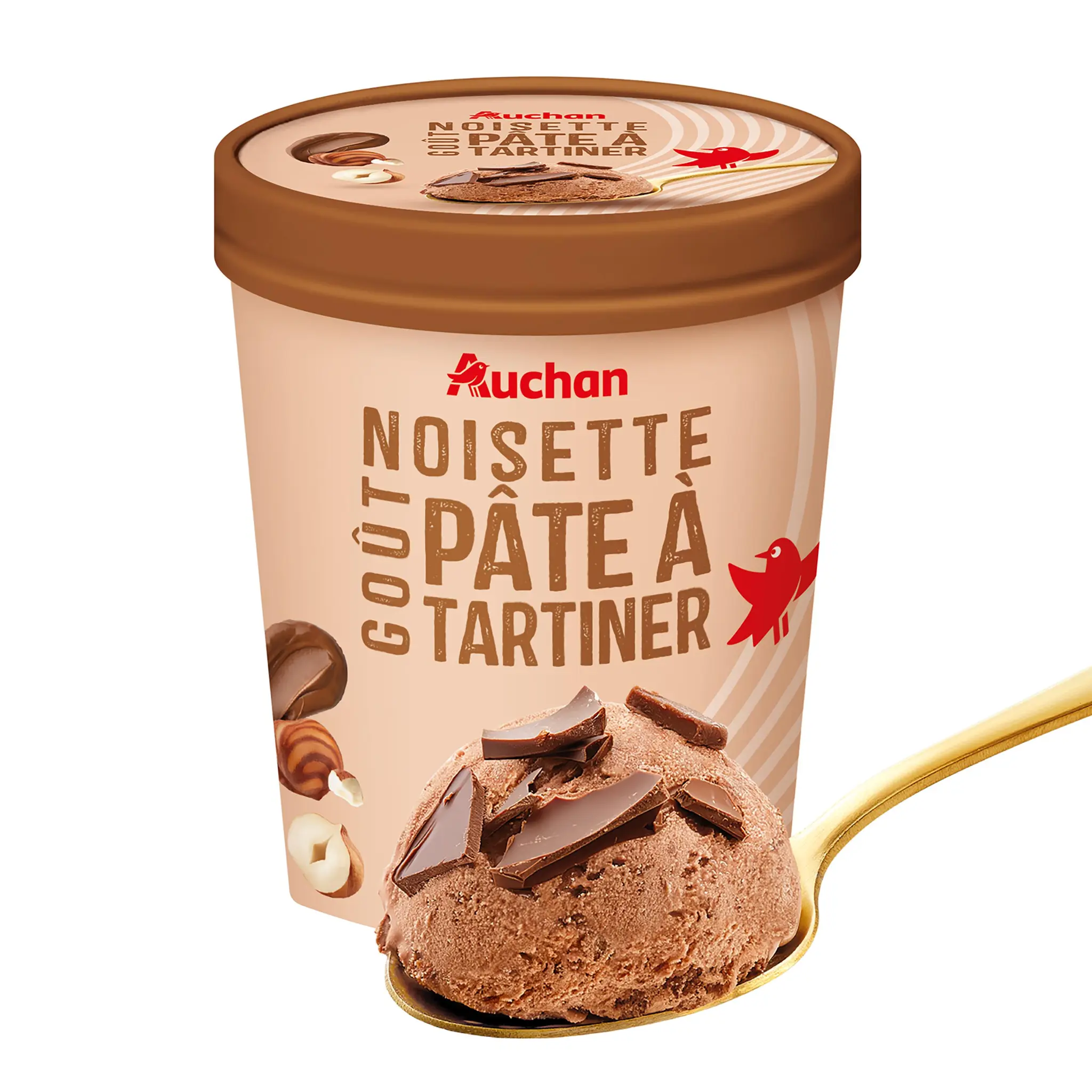 AUCHAN Glace en pot noisette pâte à tartiner