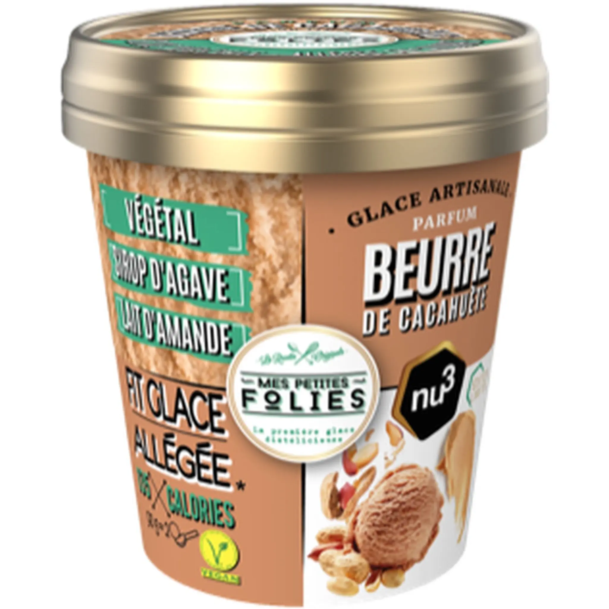 MES PETITES FOLIES Pot de crème glacée au beurre de cacahuète vegan