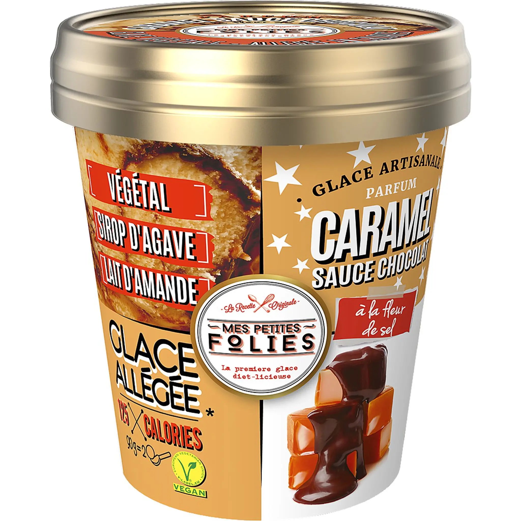 MES PETITES FOLIES Glace artisanale végan parfum caramel sauce chocolat allégée