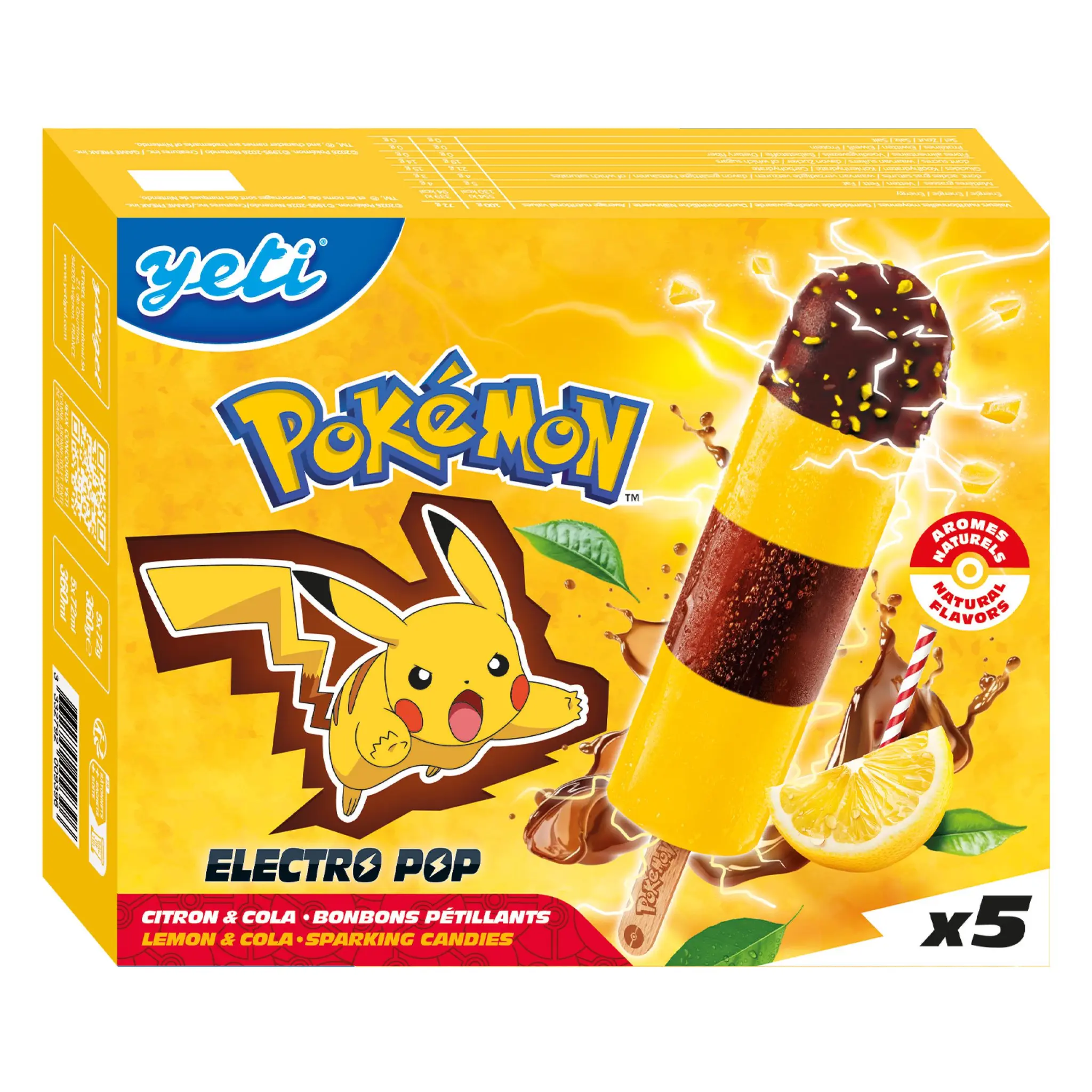 YETI Bâtonnets glacés citron cola chocolat bonbons pétillants