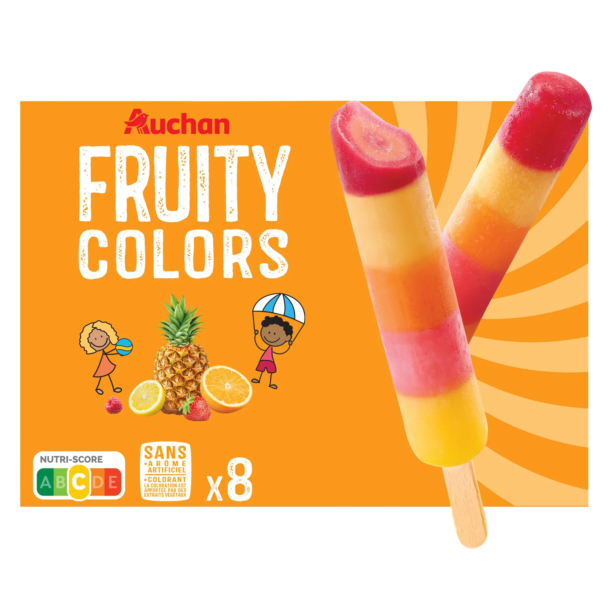AUCHAN Bâtonnets glacés aux fruits