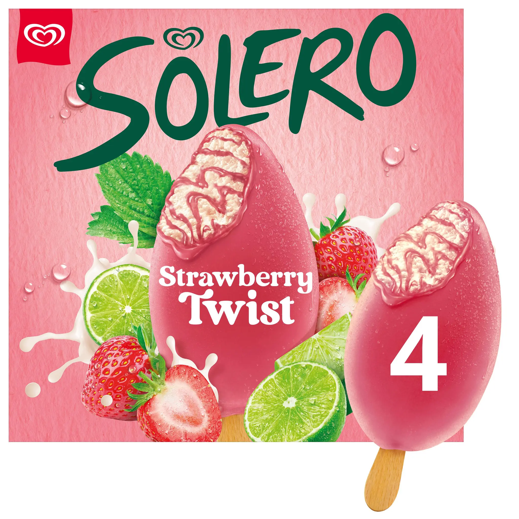 SOLERO Bâtonnets glacés fraise citron vert