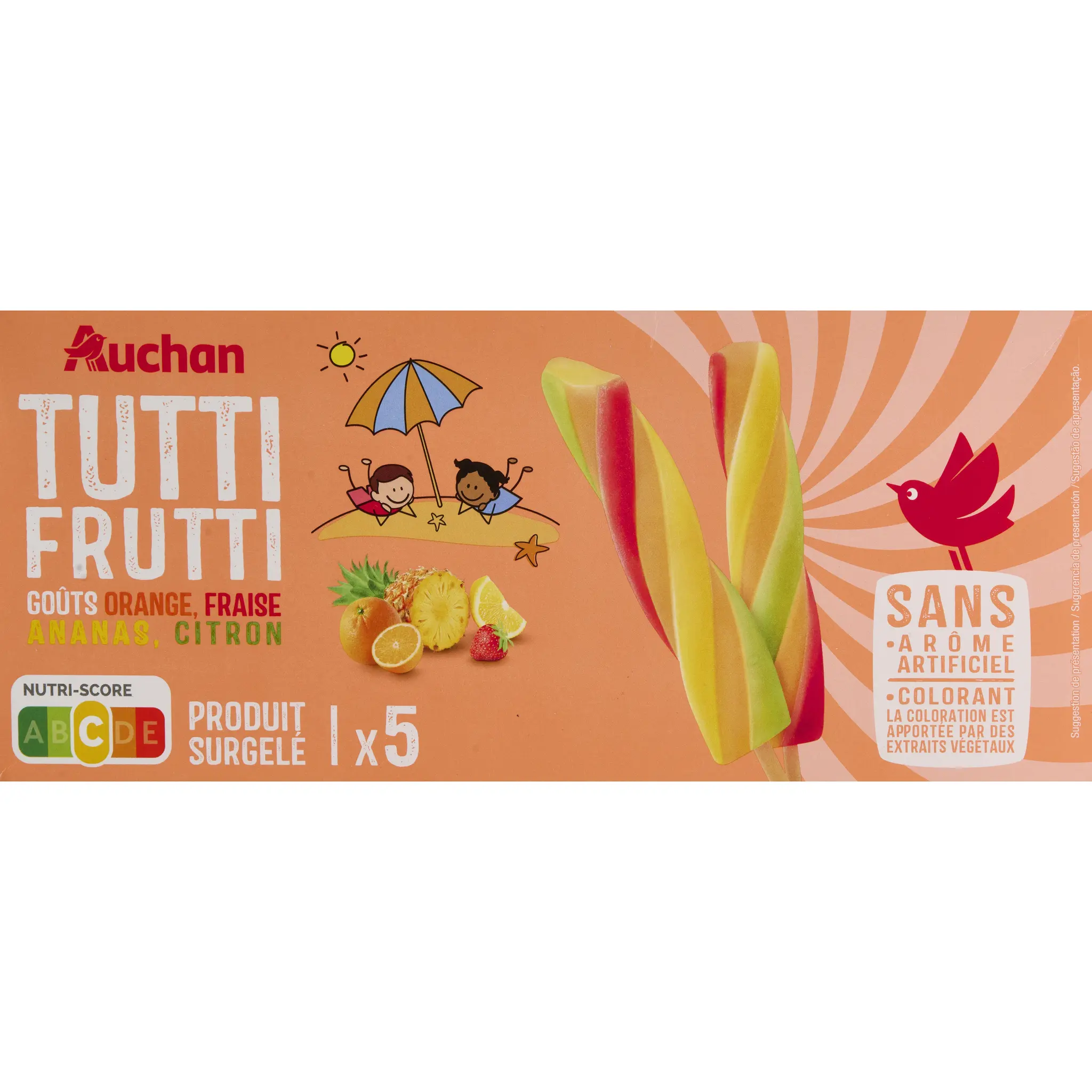AUCHAN Bonbons tutti frutti aux fruits