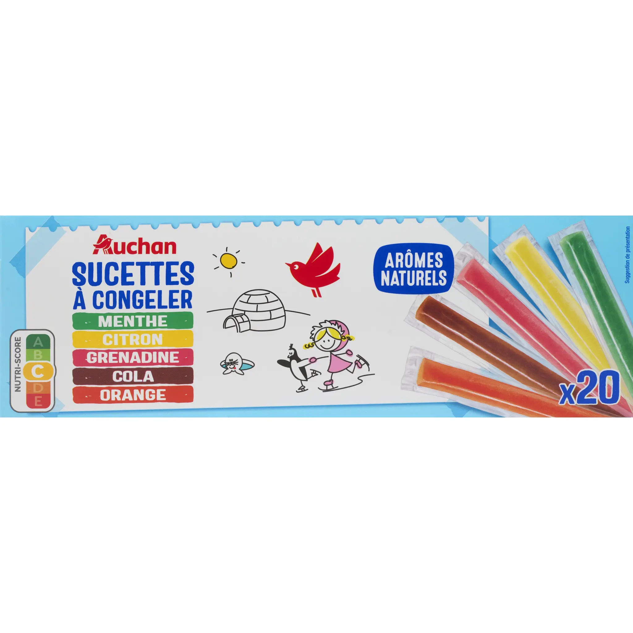 AUCHAN Sucettes à congeler aux arômes naturels