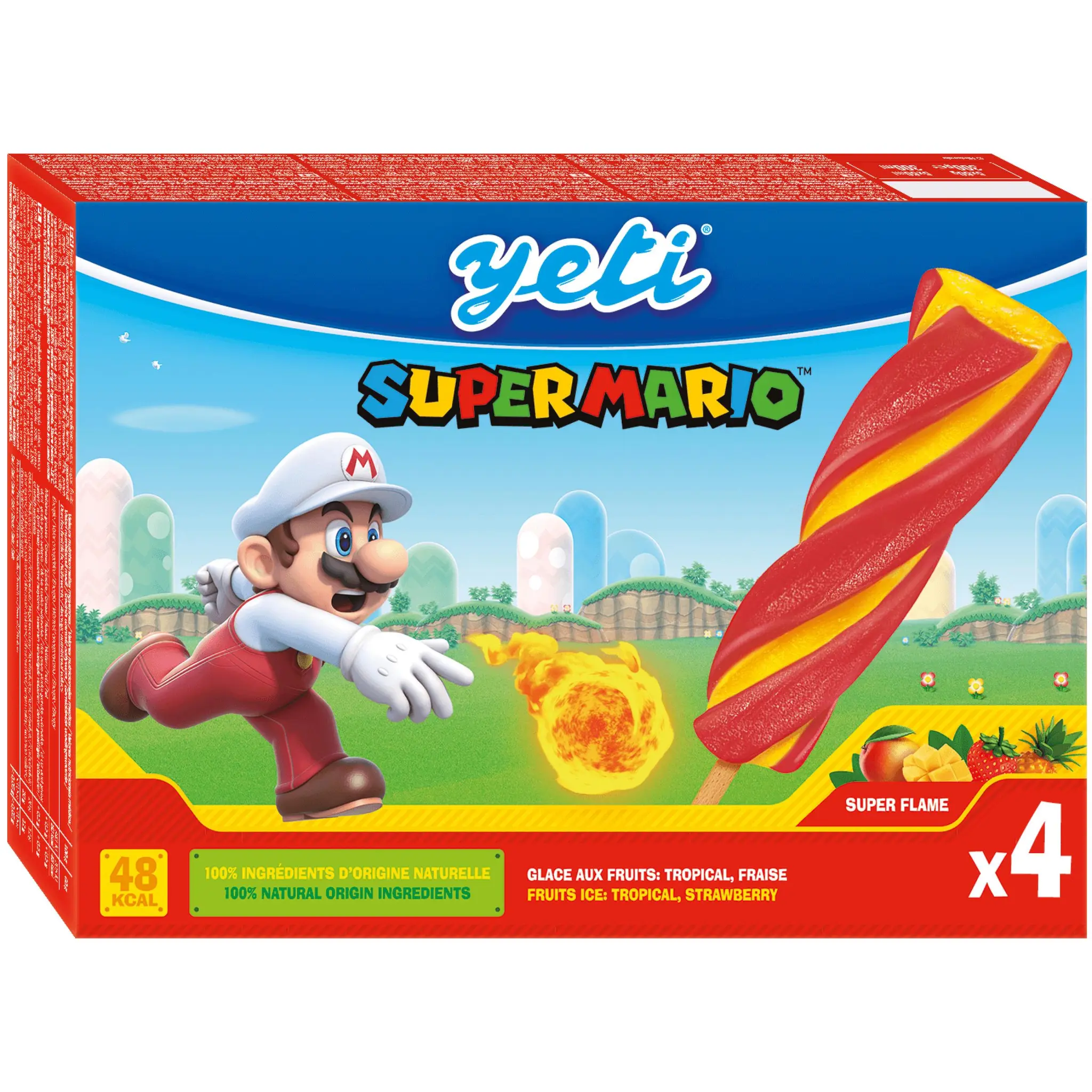 YETI Bâtonnets glacés saveur fraise et fruits tropicaux
