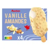 AUCHAN Bâtonnets glacés vanille et amandes