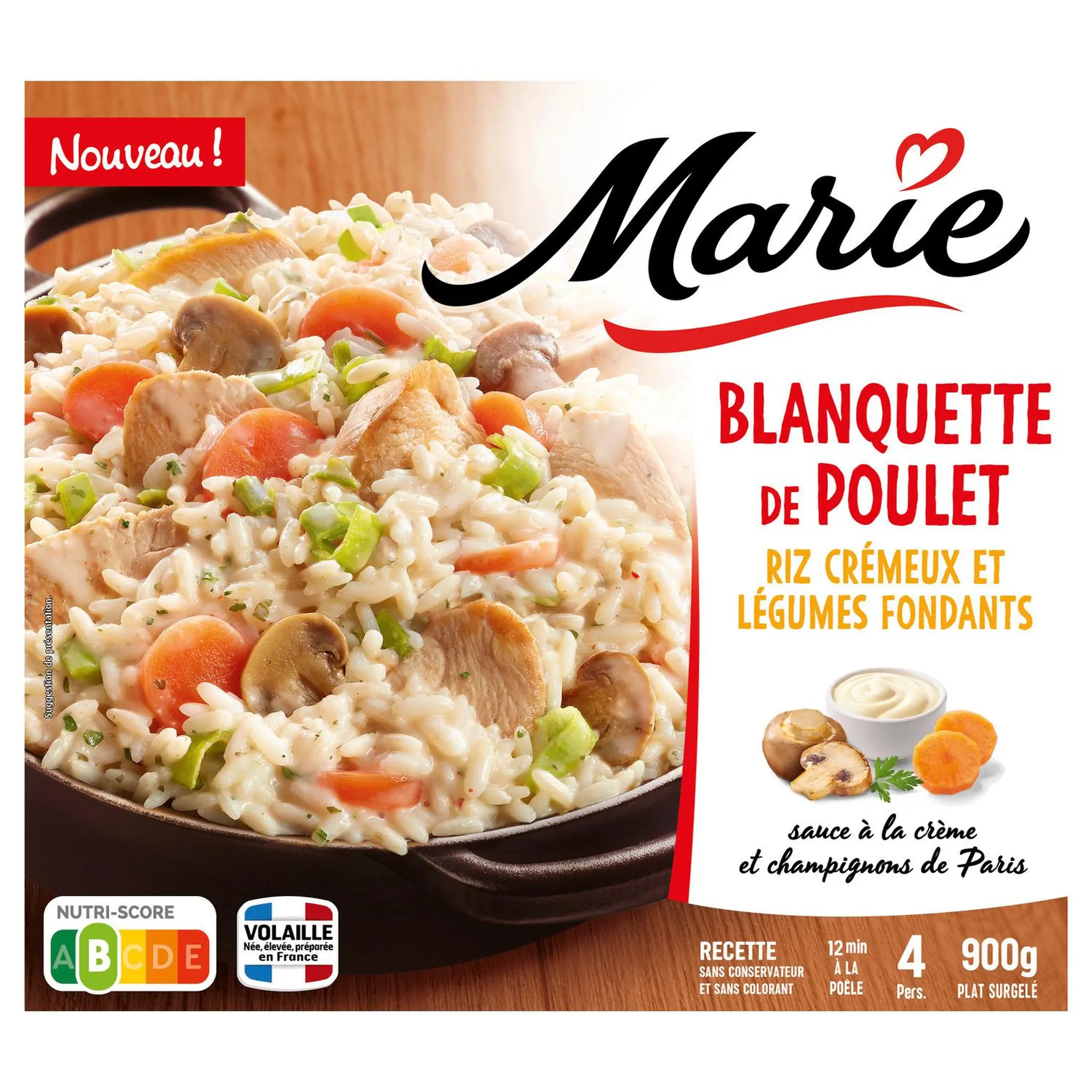 MARIE Blanquette de poulet riz crémeux et légumes fondants