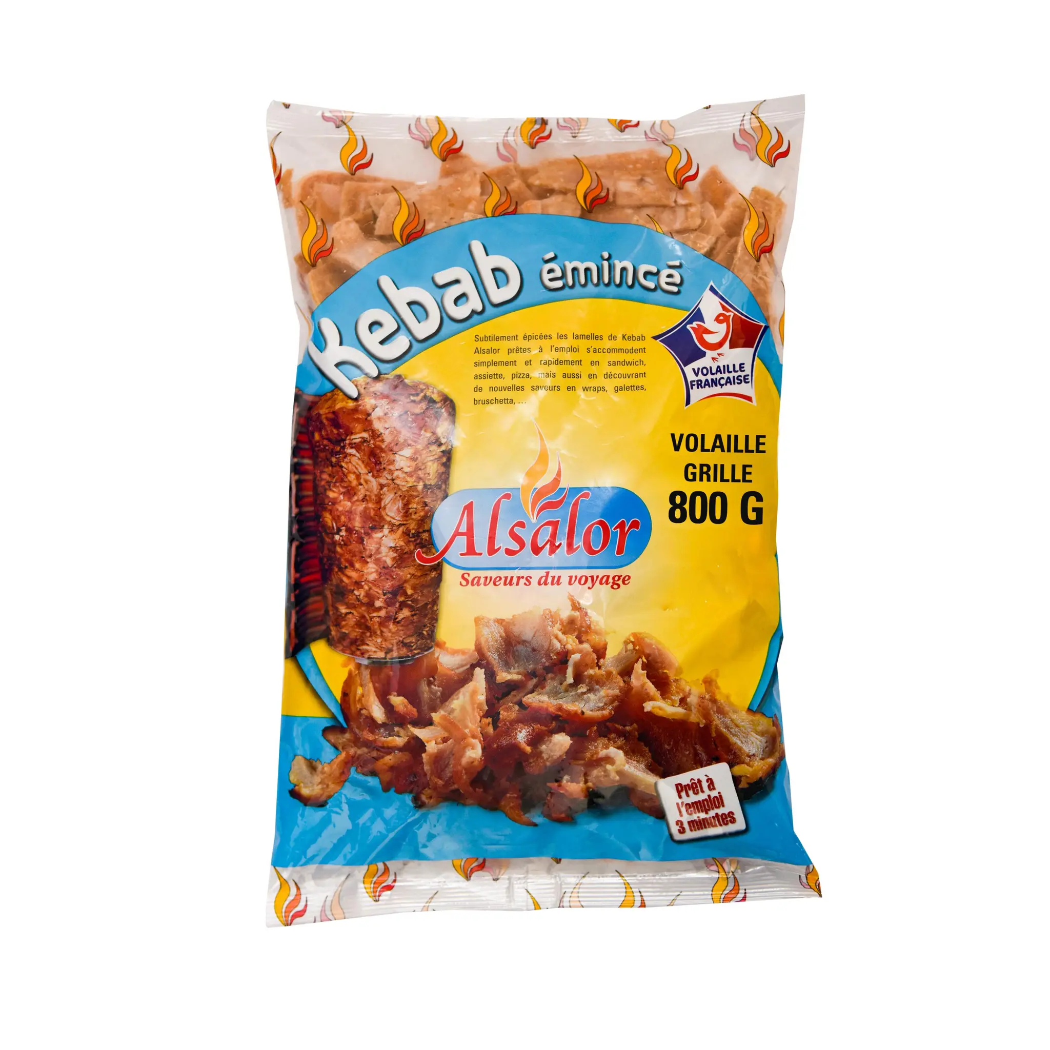 ALSALOR Emincé de kebab grillé volaille halal surgelé