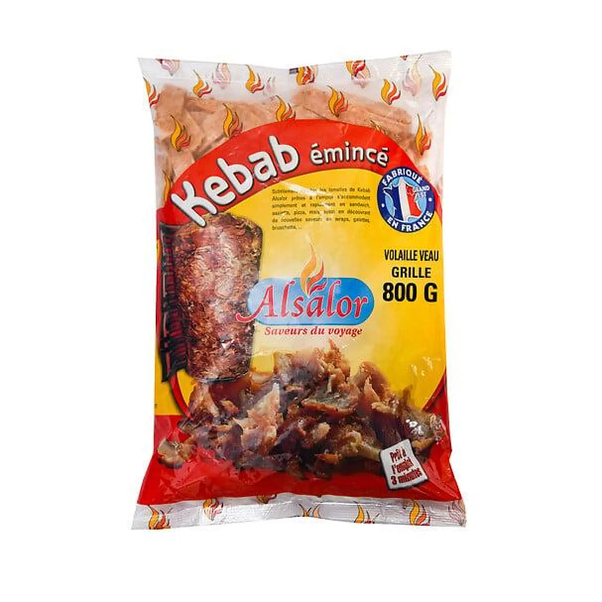 ALSALOR Kebab volaille et veau halal grillé précuit