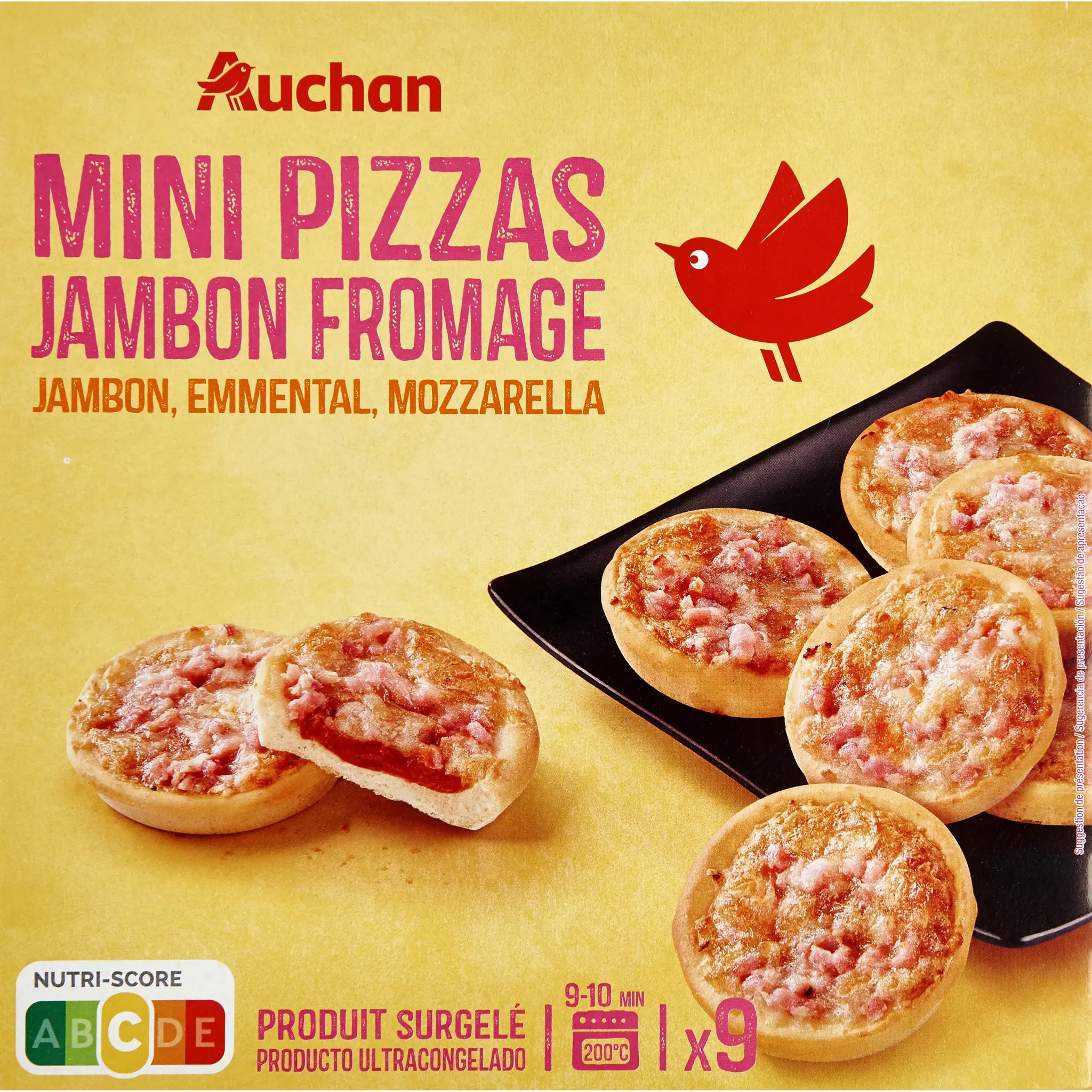 AUCHAN Mini pizza au jambon et fromage