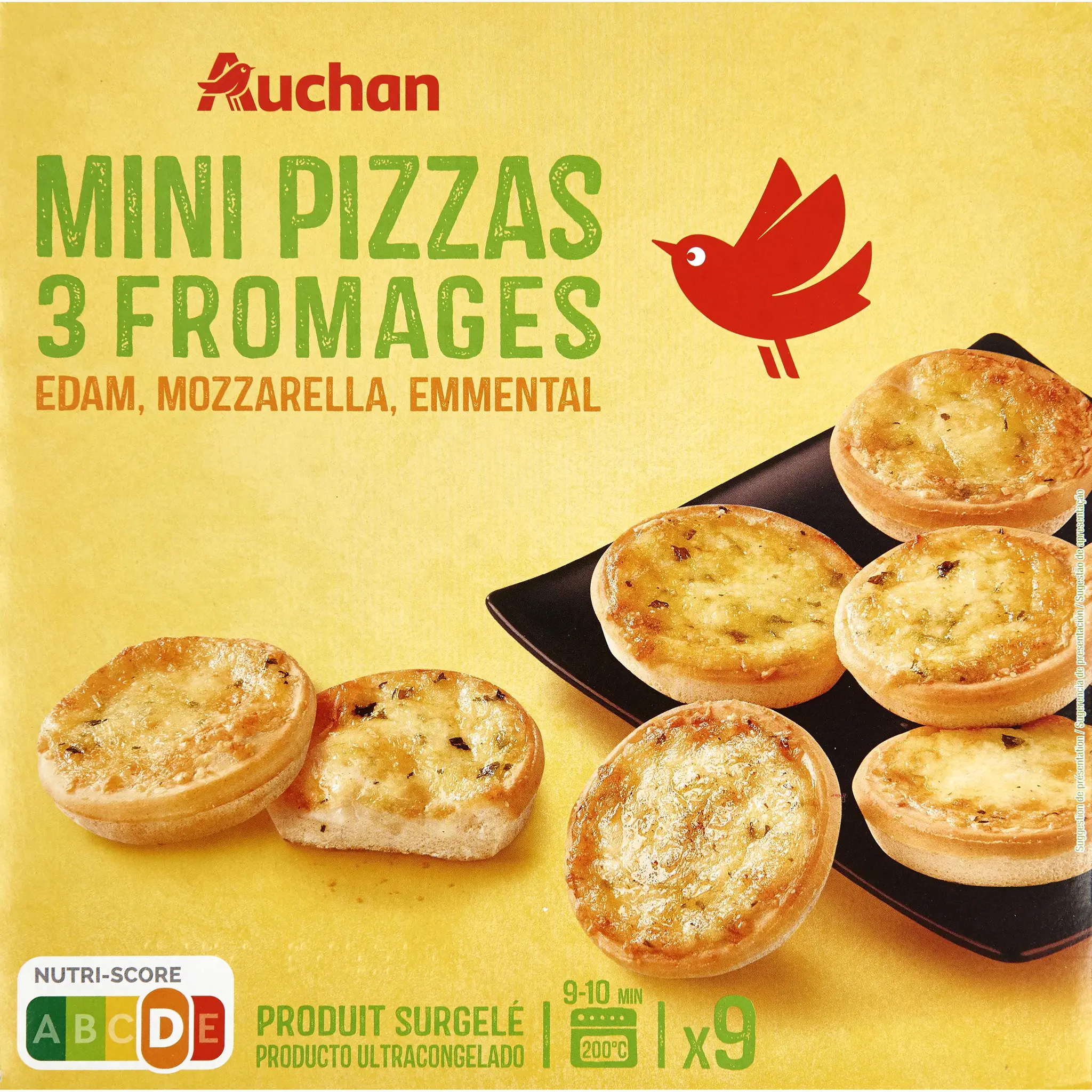 AUCHAN Mini pizza aux 3 fromages