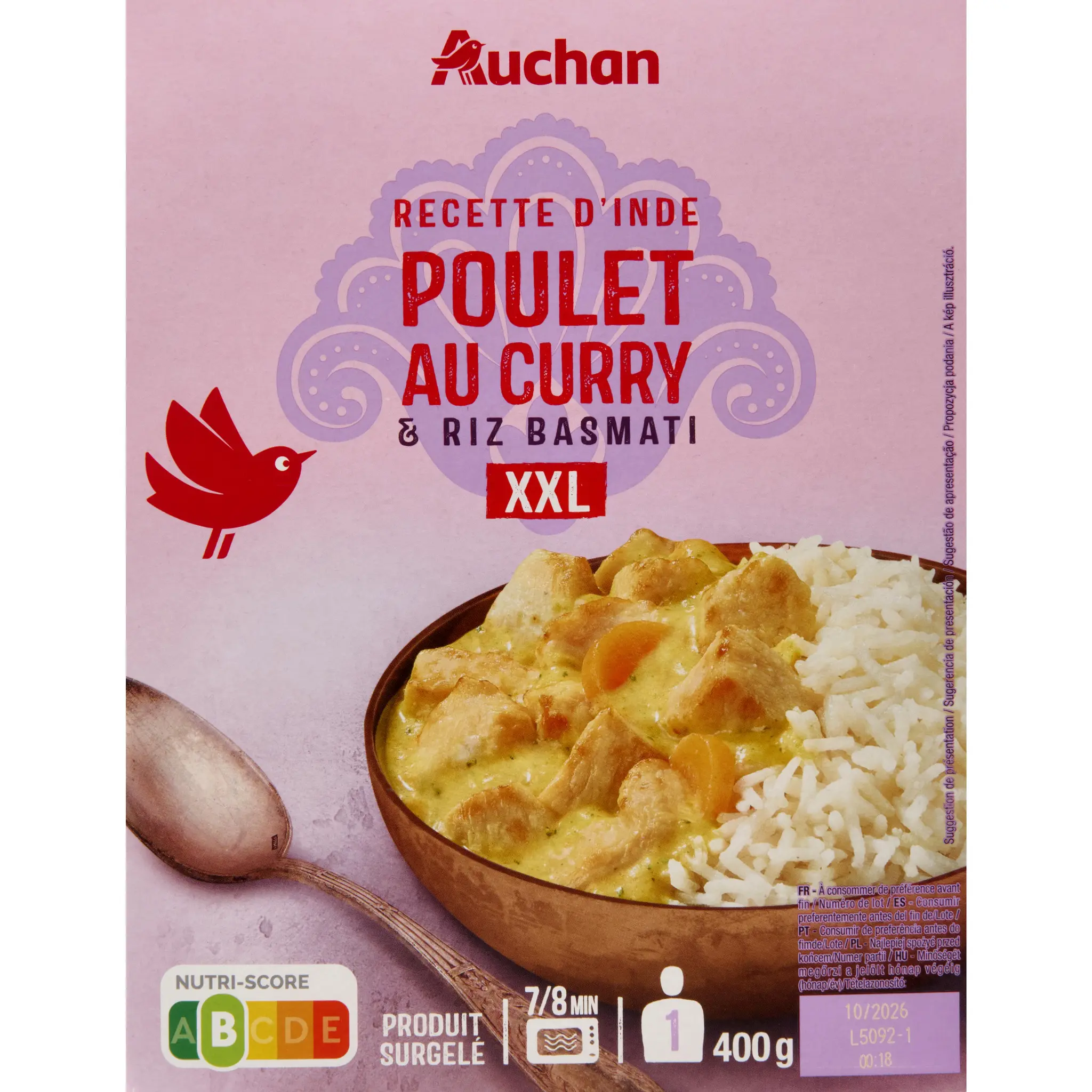AUCHAN Poulet curry et riz basmati