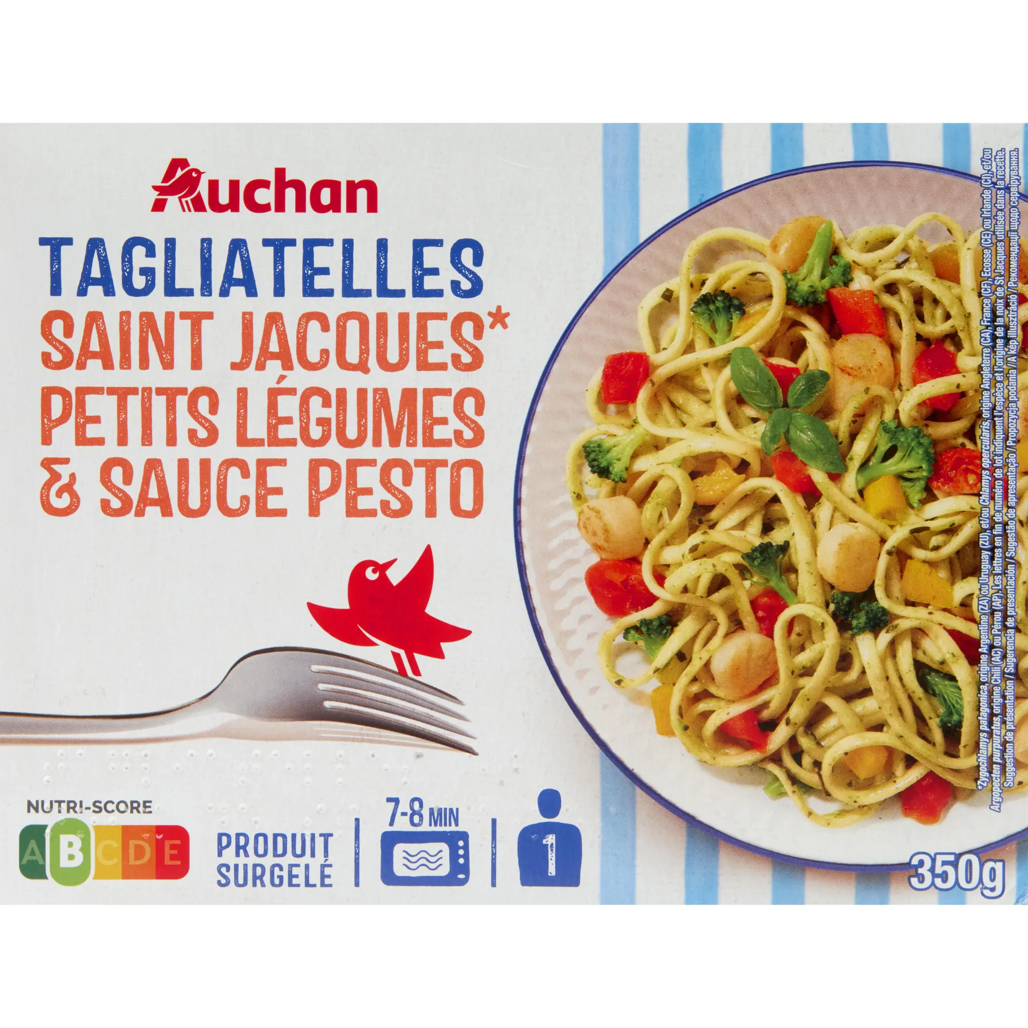 AUCHAN Tagliatelles noix de St Jacques et ses petits légumes sauce pesto