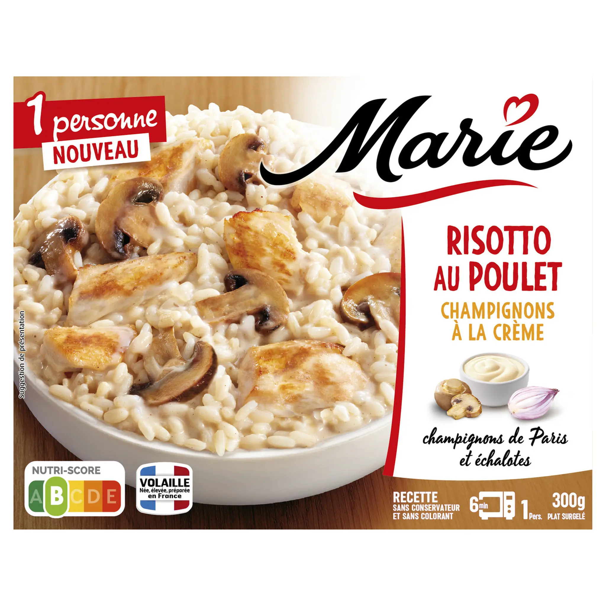 MARIE Risotto au poulet et champignons à la crème