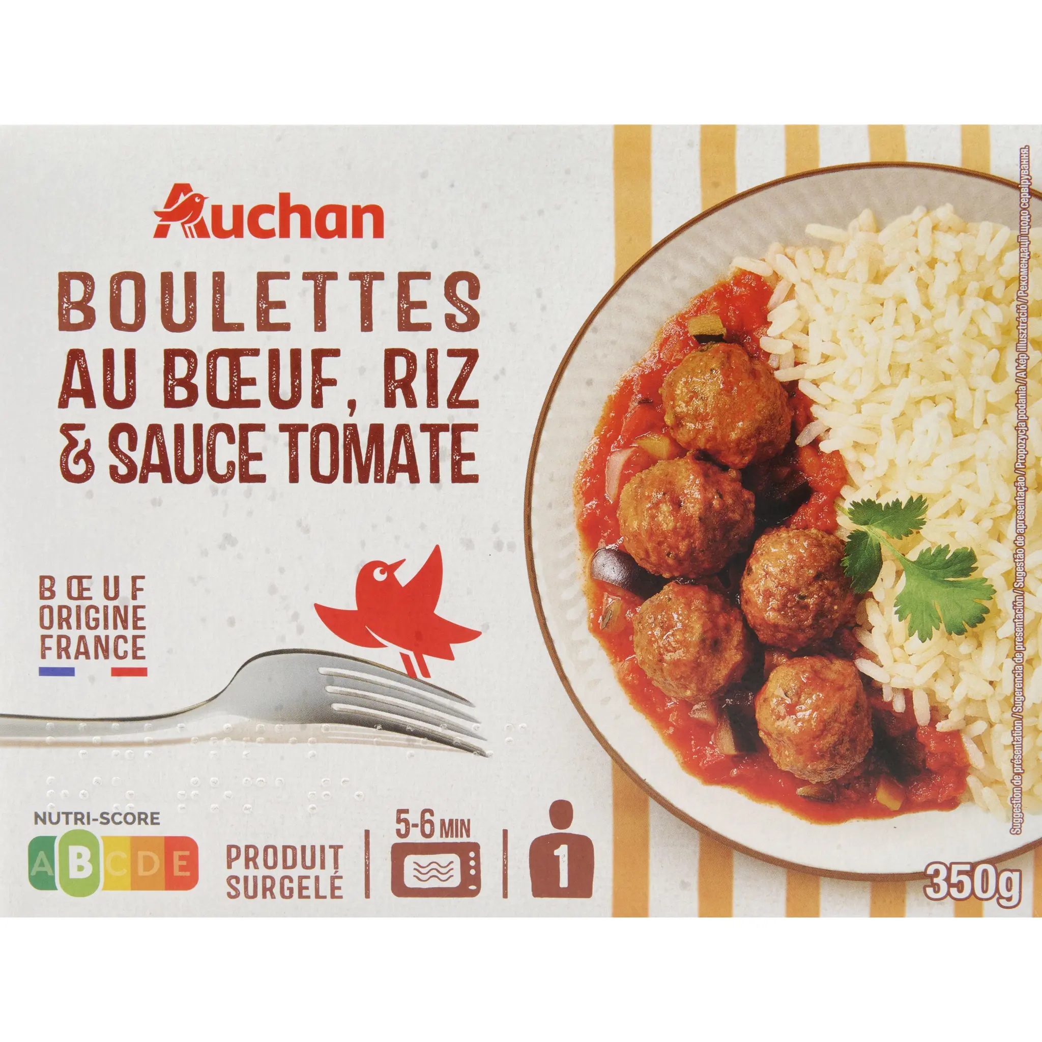 AUCHAN Boulettes de bœuf et riz