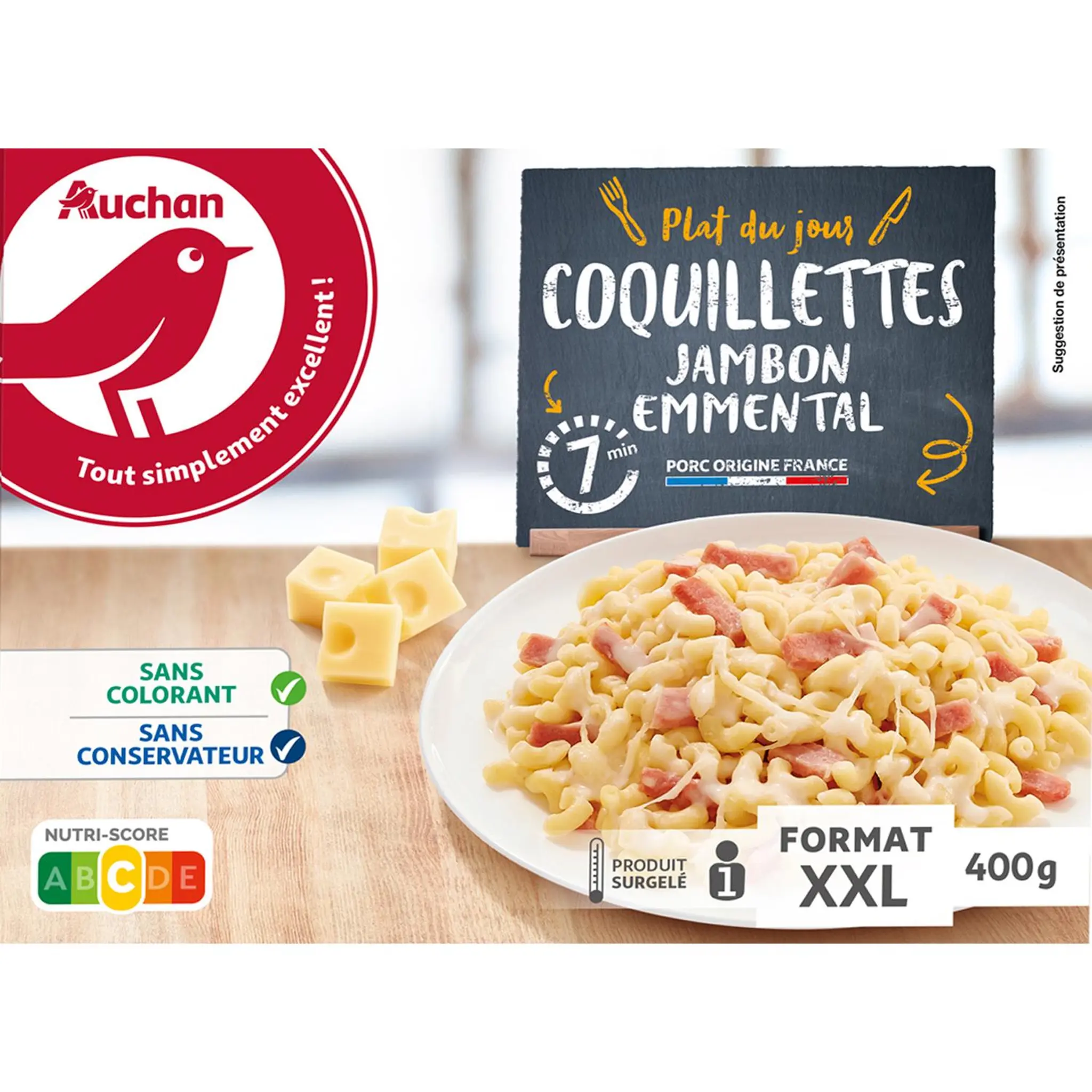 AUCHAN Coquillette au jambon et emmental