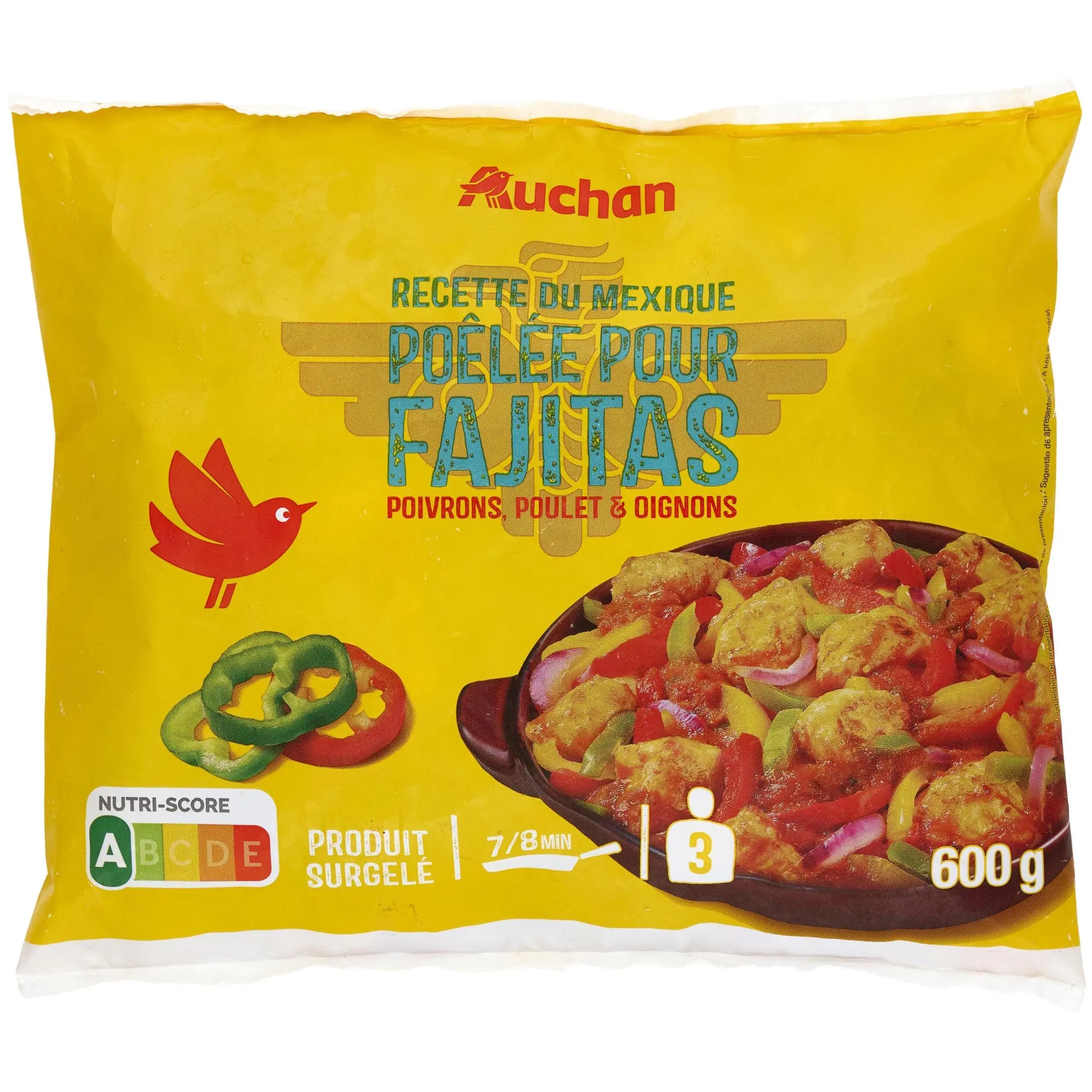 AUCHAN Mélange pour fajitas : poulet, poivrons et oignons