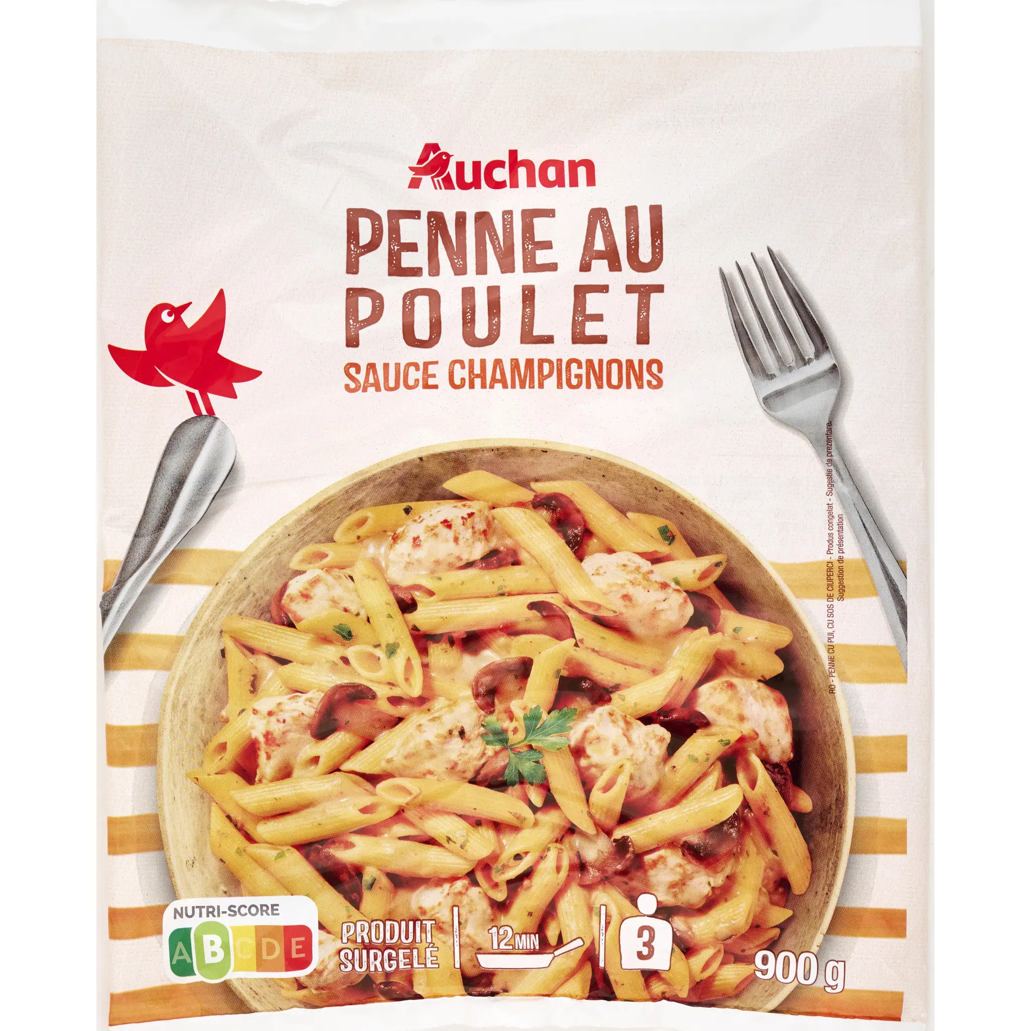 AUCHAN Penne au poulet champignons