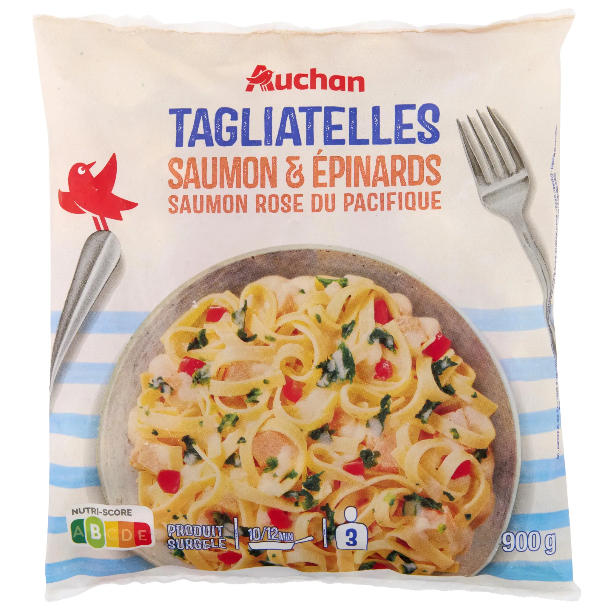 AUCHAN Tagliatelles au saumon et aux épinards