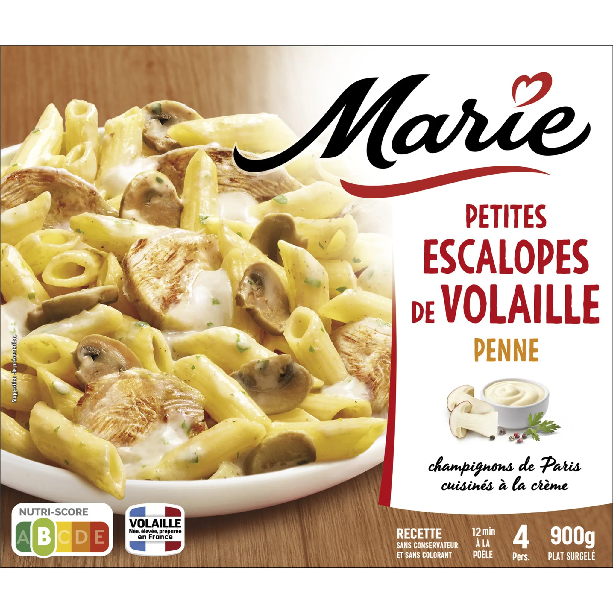 MARIE Petites escalopes de volaille et penne