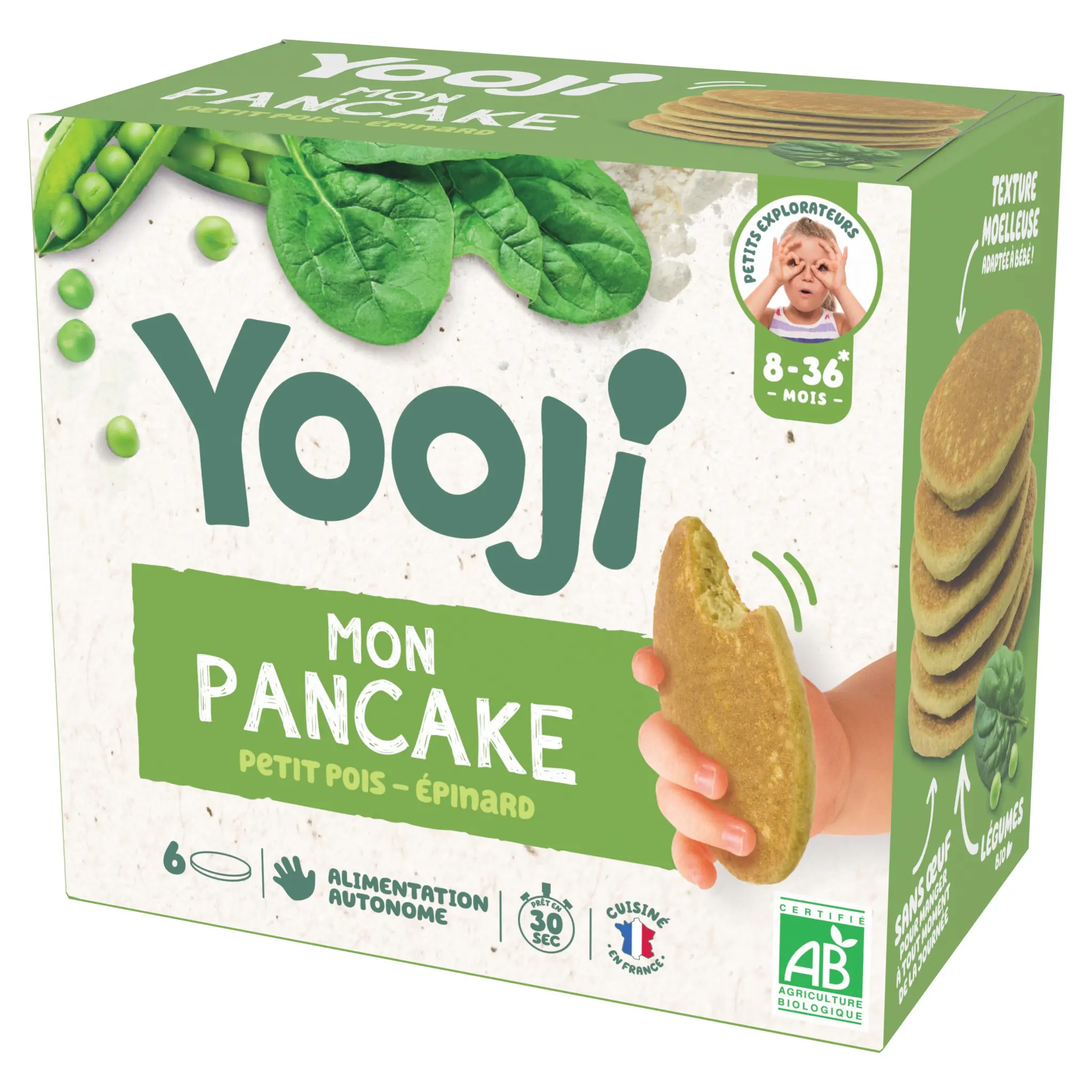 YOOJI Pancakes pour bébé Bio Petit pois et épinards de 8 à 36 mois