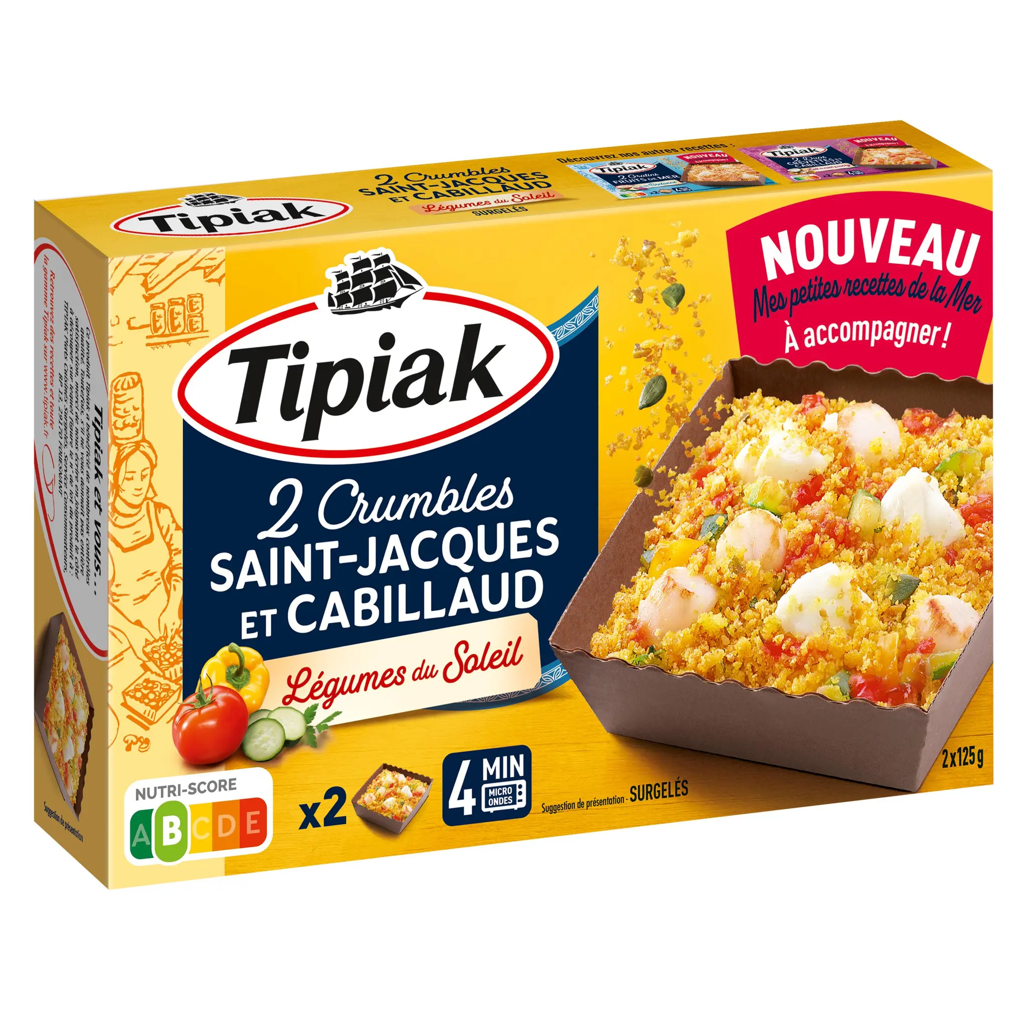 TIPIAK Crumble aux légumes saint-jacques et cabillaud