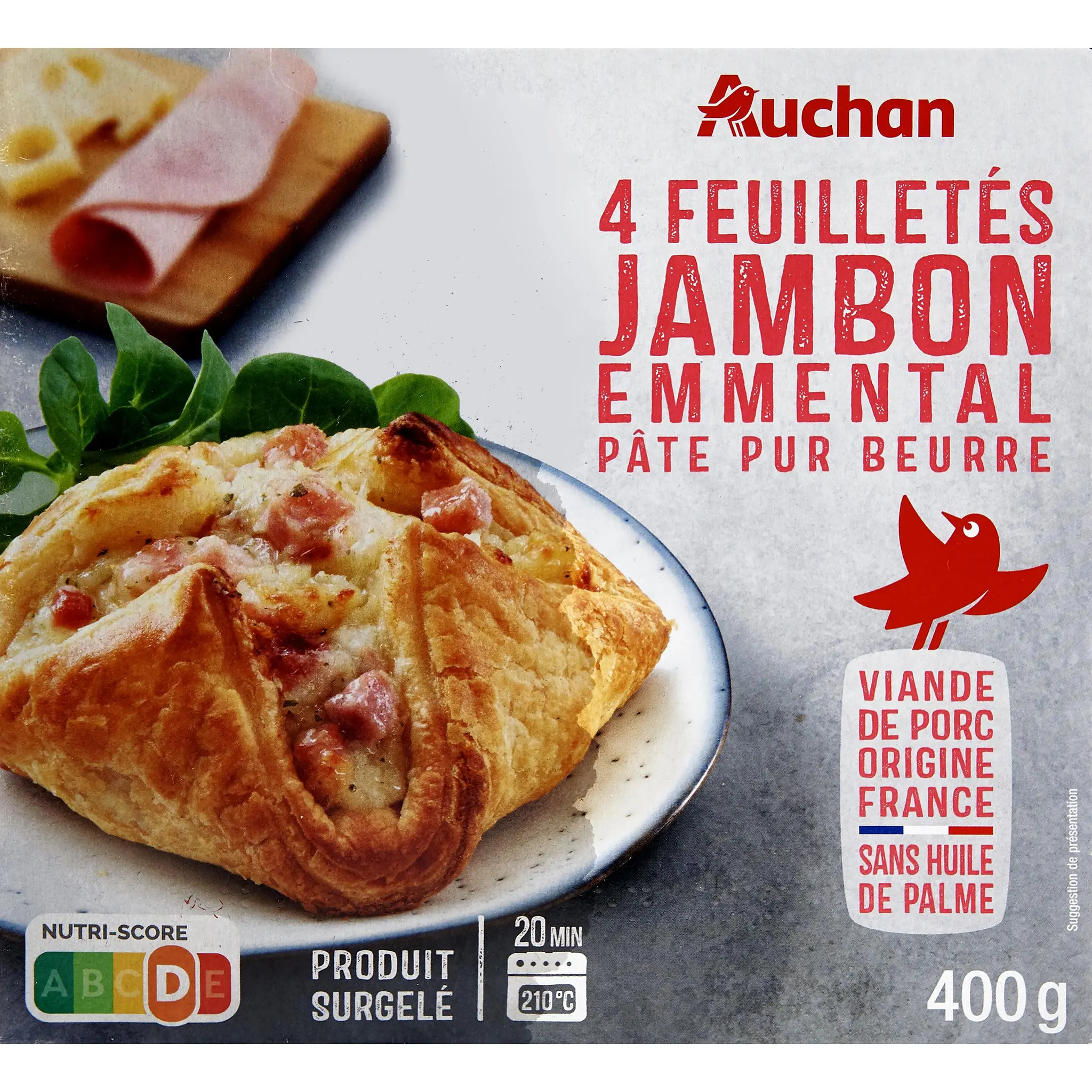 AUCHAN Feuilleté au jambon et à l'emmental