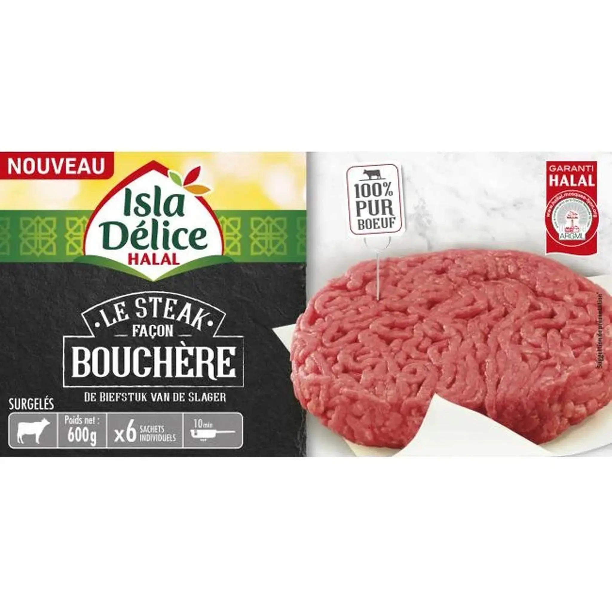 ISLA DELICE Steak haché halal façon bouchère