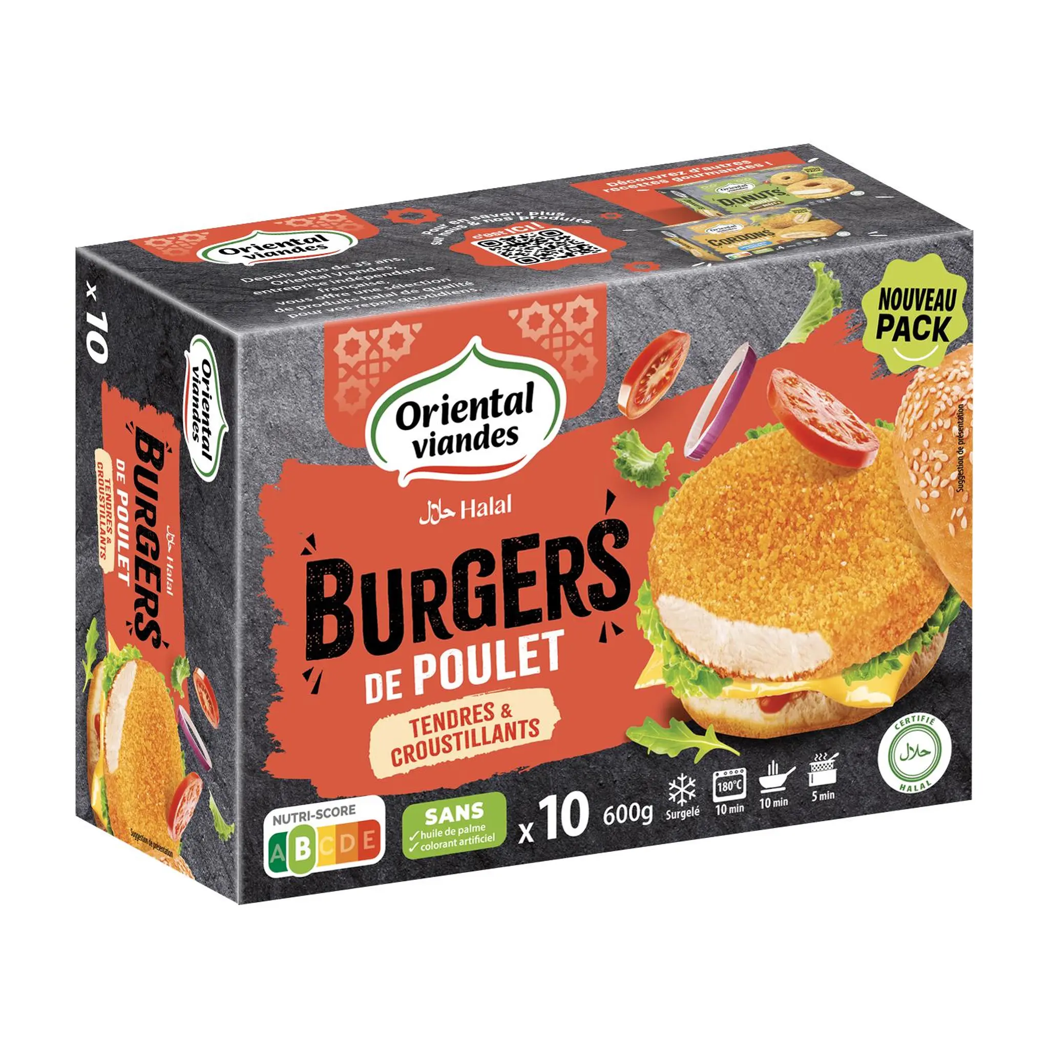 ORIENTAL VIANDES Le burger de poulet pané halal