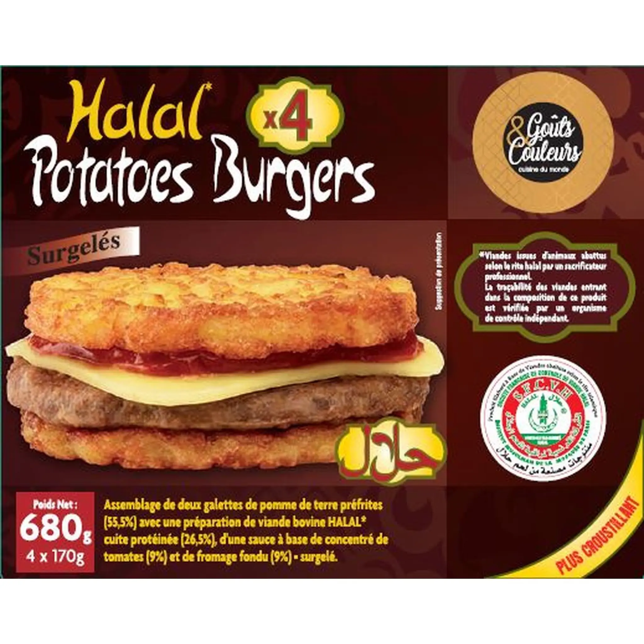 GOUTS & COULEURS Potatoes burgers halal