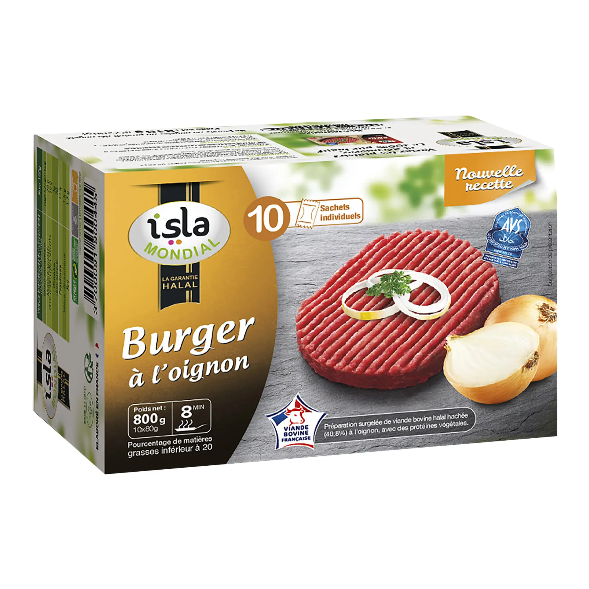 ISLA MONDIAL Steak burger halal à l'oignon