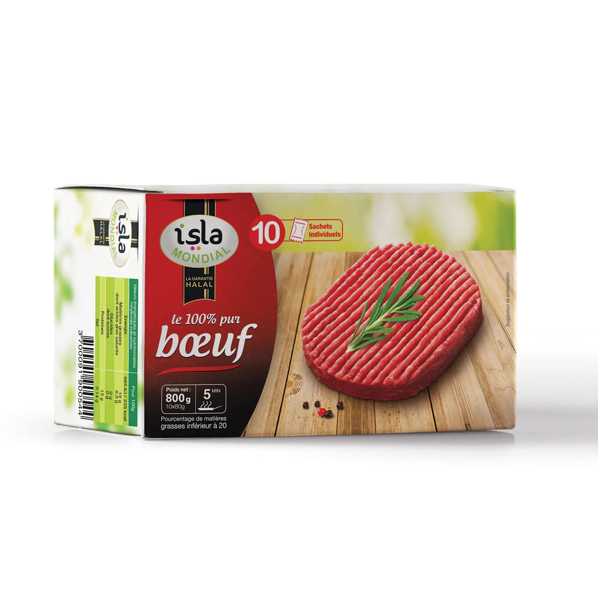 ISLA MONDIAL Steak haché 100% pur boeuf halal