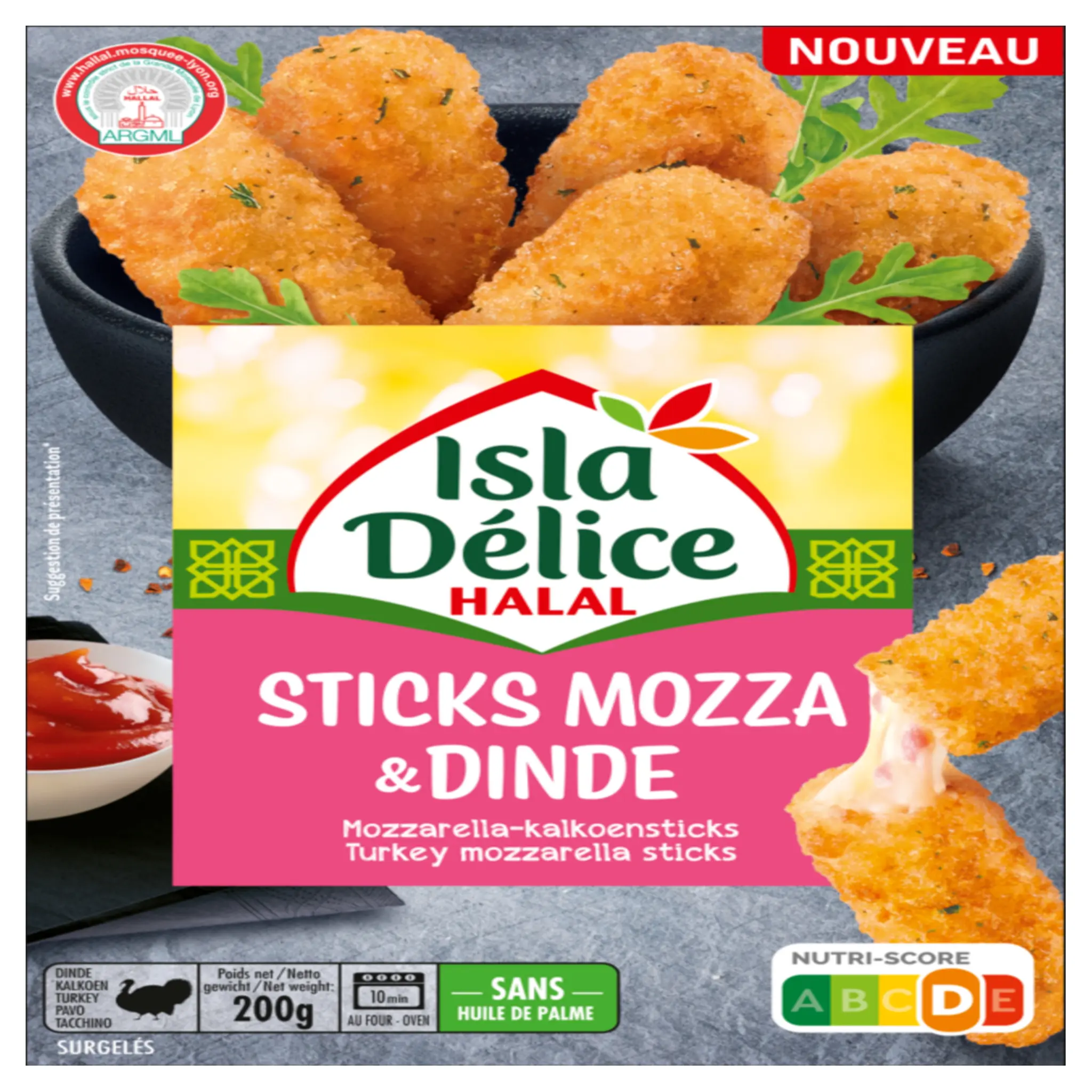 ISLA DELICE Sticks de mozzarella et dinde halal