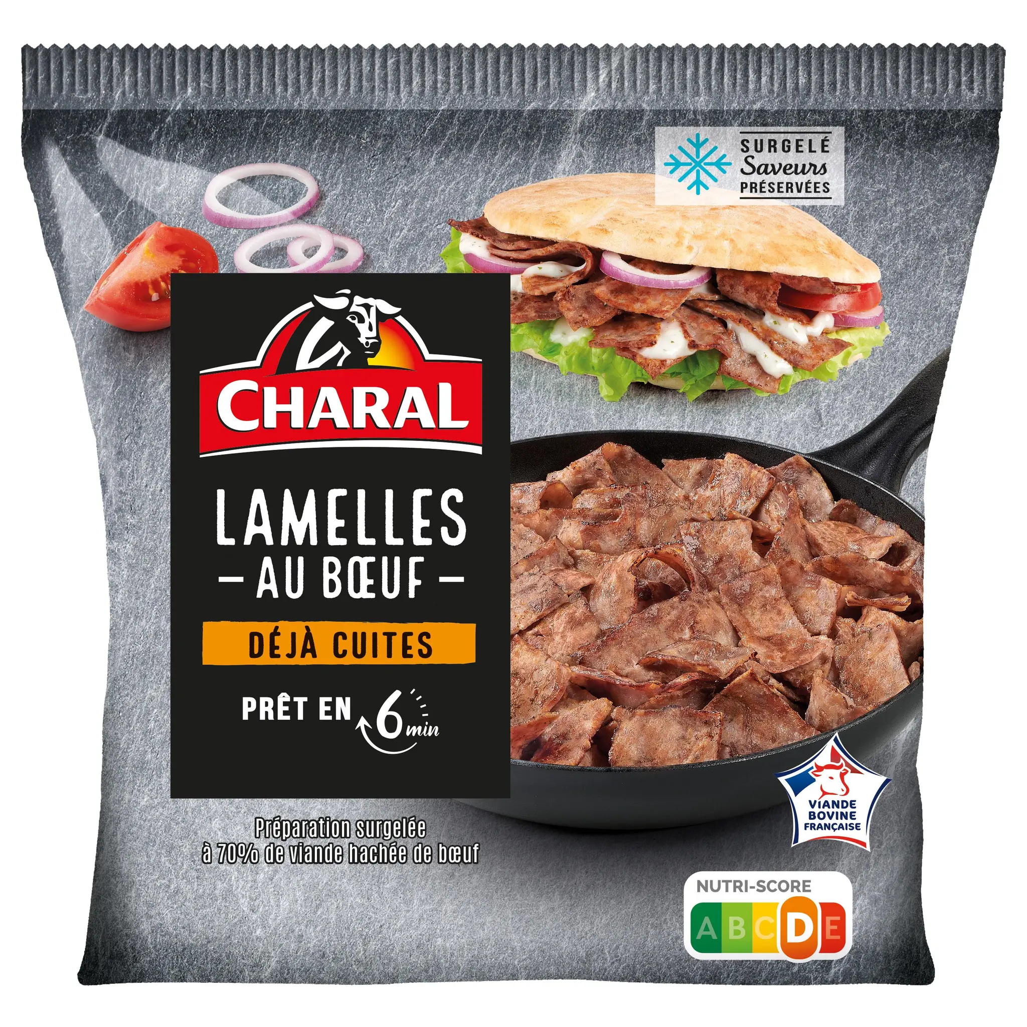 CHARAL Lamelles de boeuf cuites surgelées origine France