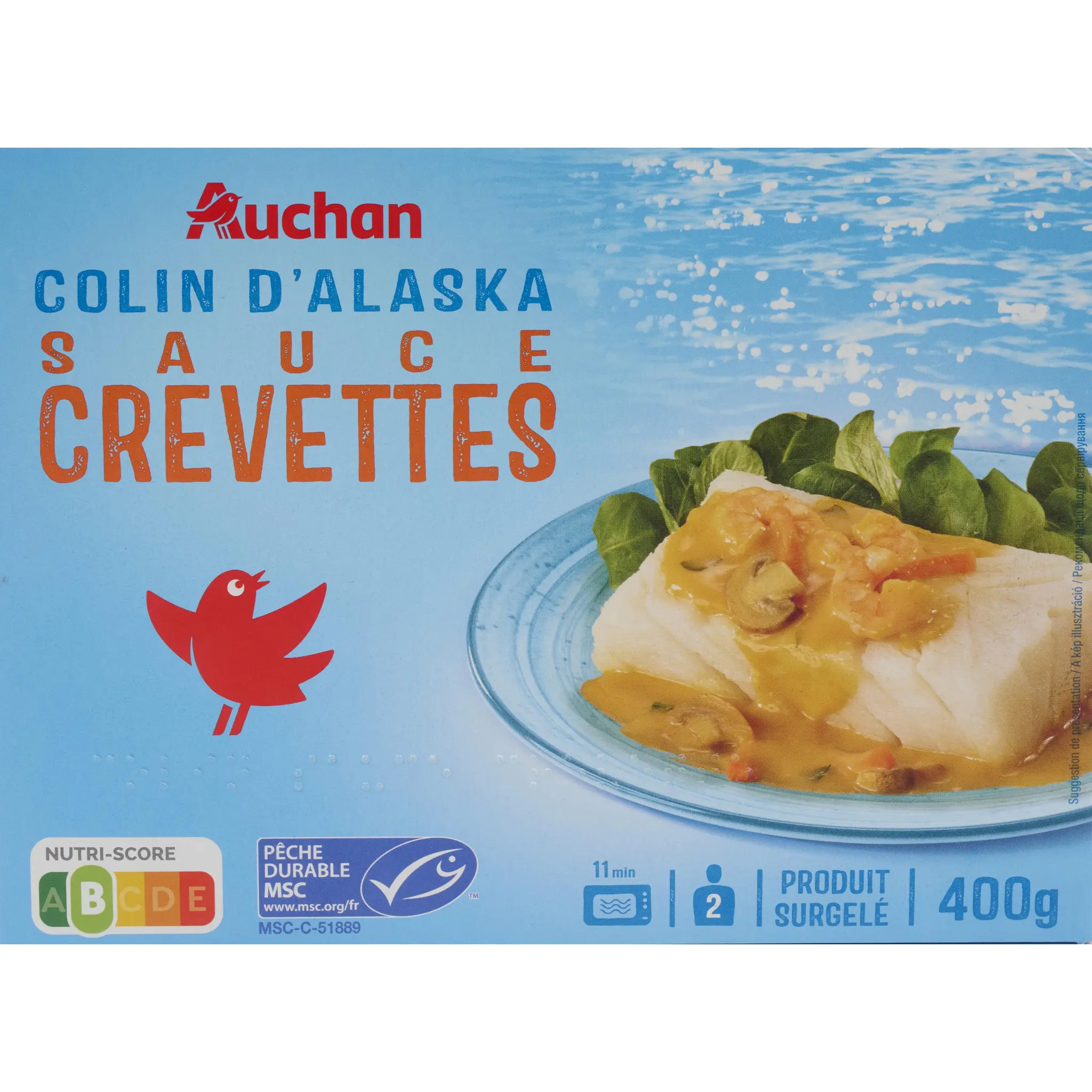 AUCHAN Colin d'Alaska sans arête sauce à la crevette MSC