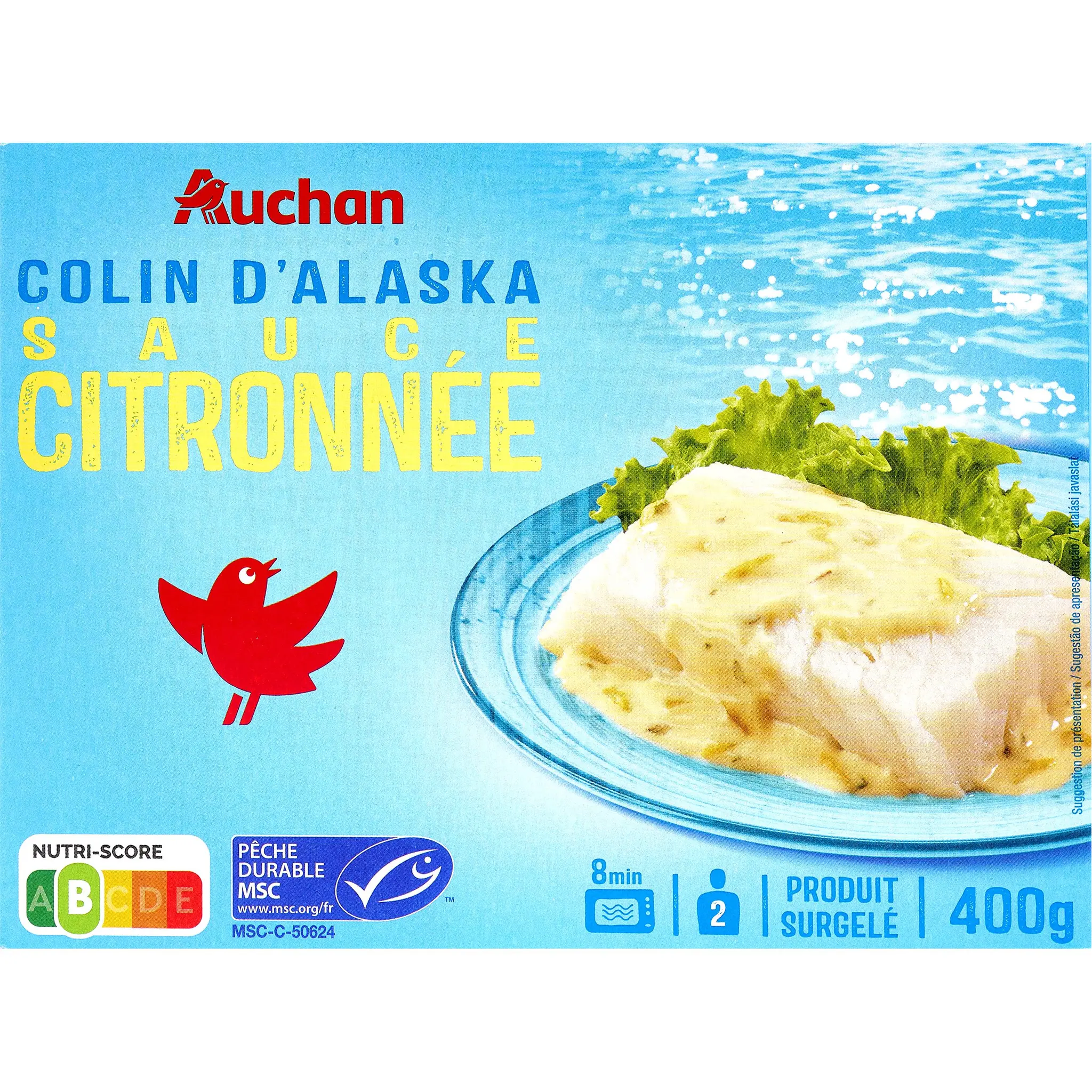 AUCHAN Colin d'Alaska sauce citronné MSC