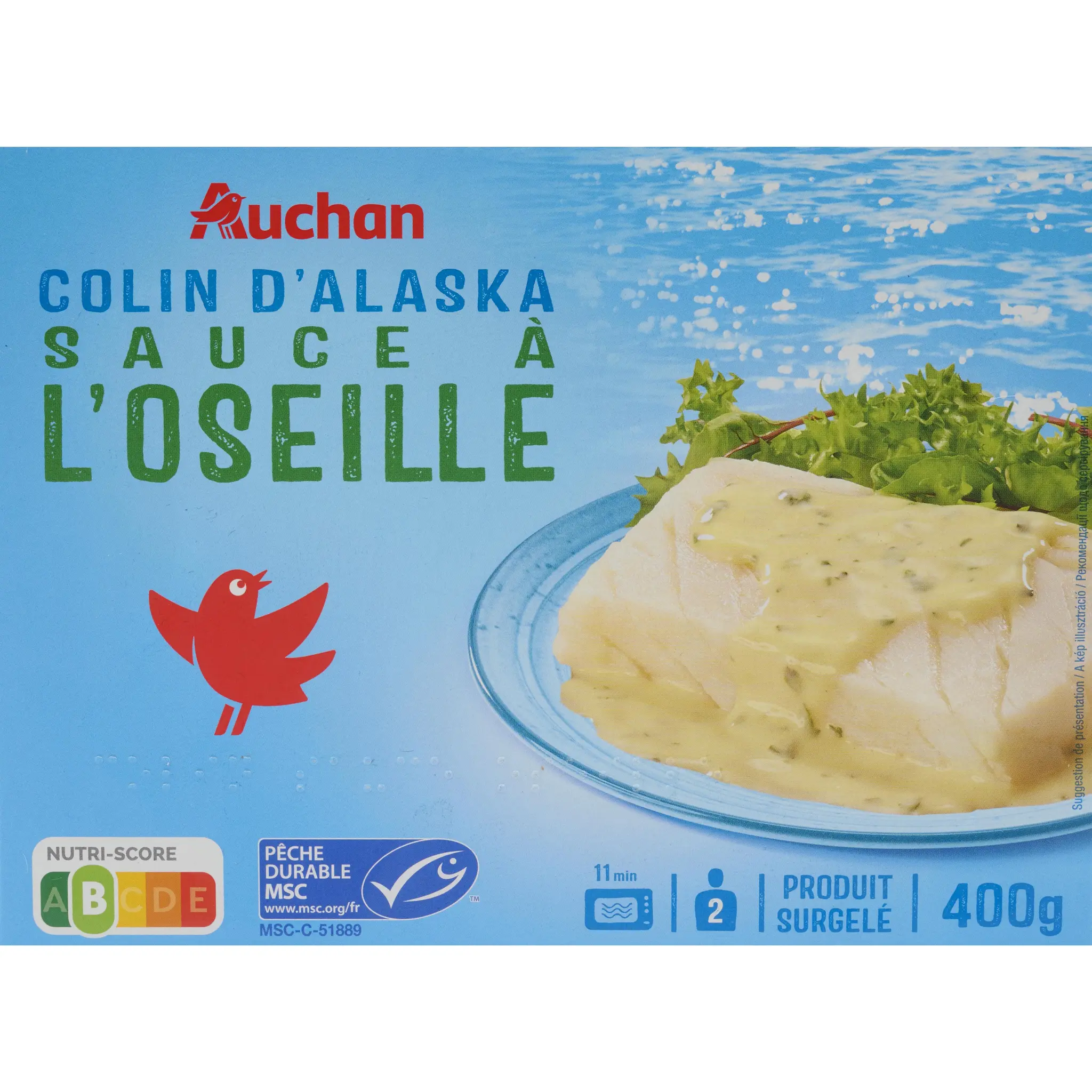 AUCHAN Colin d'Alaska sauce à l'oseille MSC