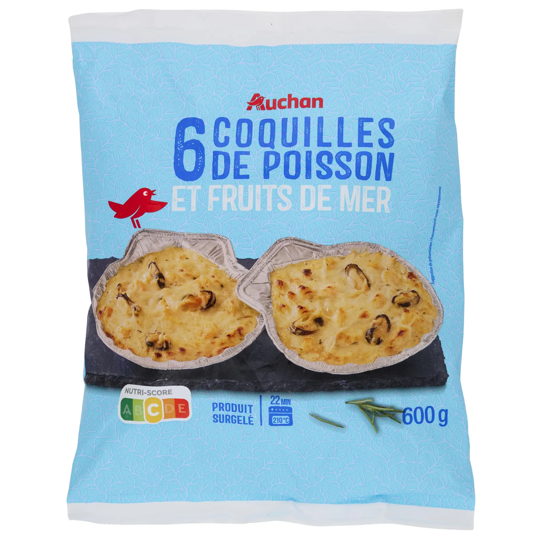 AUCHAN Coquilles de poisson et fruits de mer