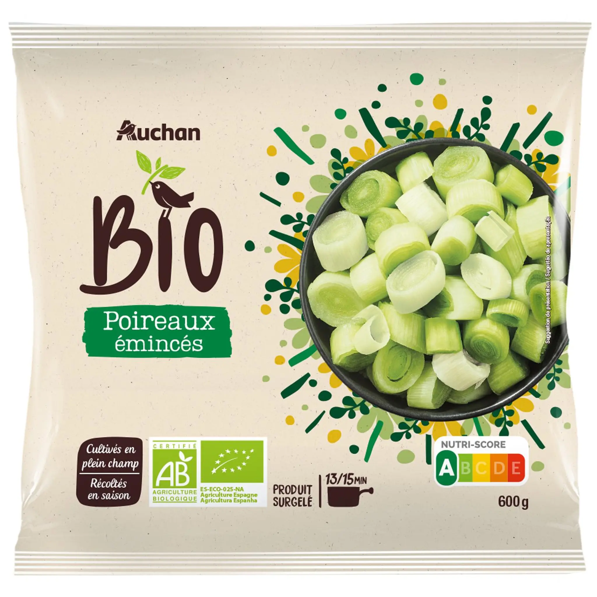 AUCHAN BIO Emincés de poireaux