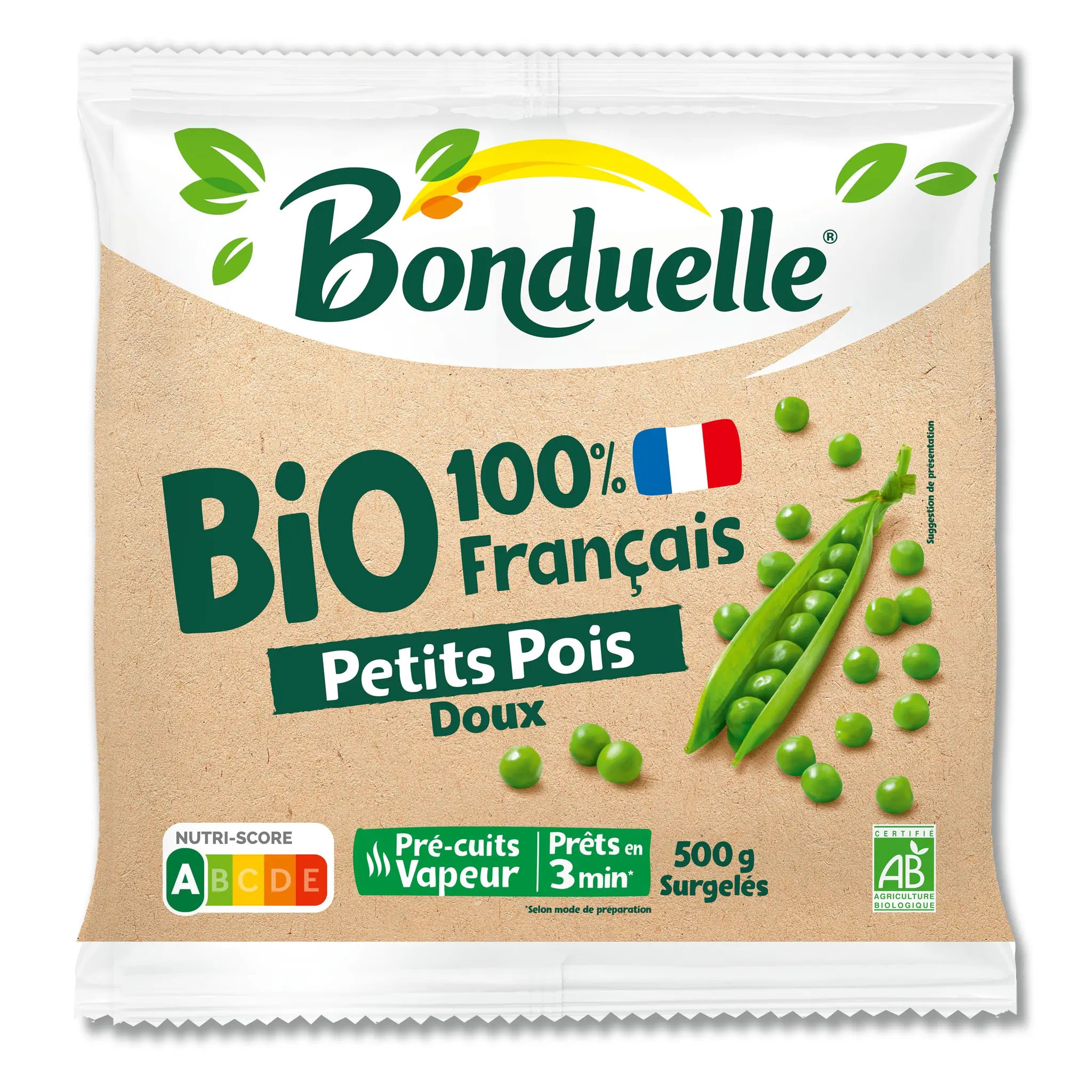 BONDUELLE Petits pois bio pré cuit à la vapeur