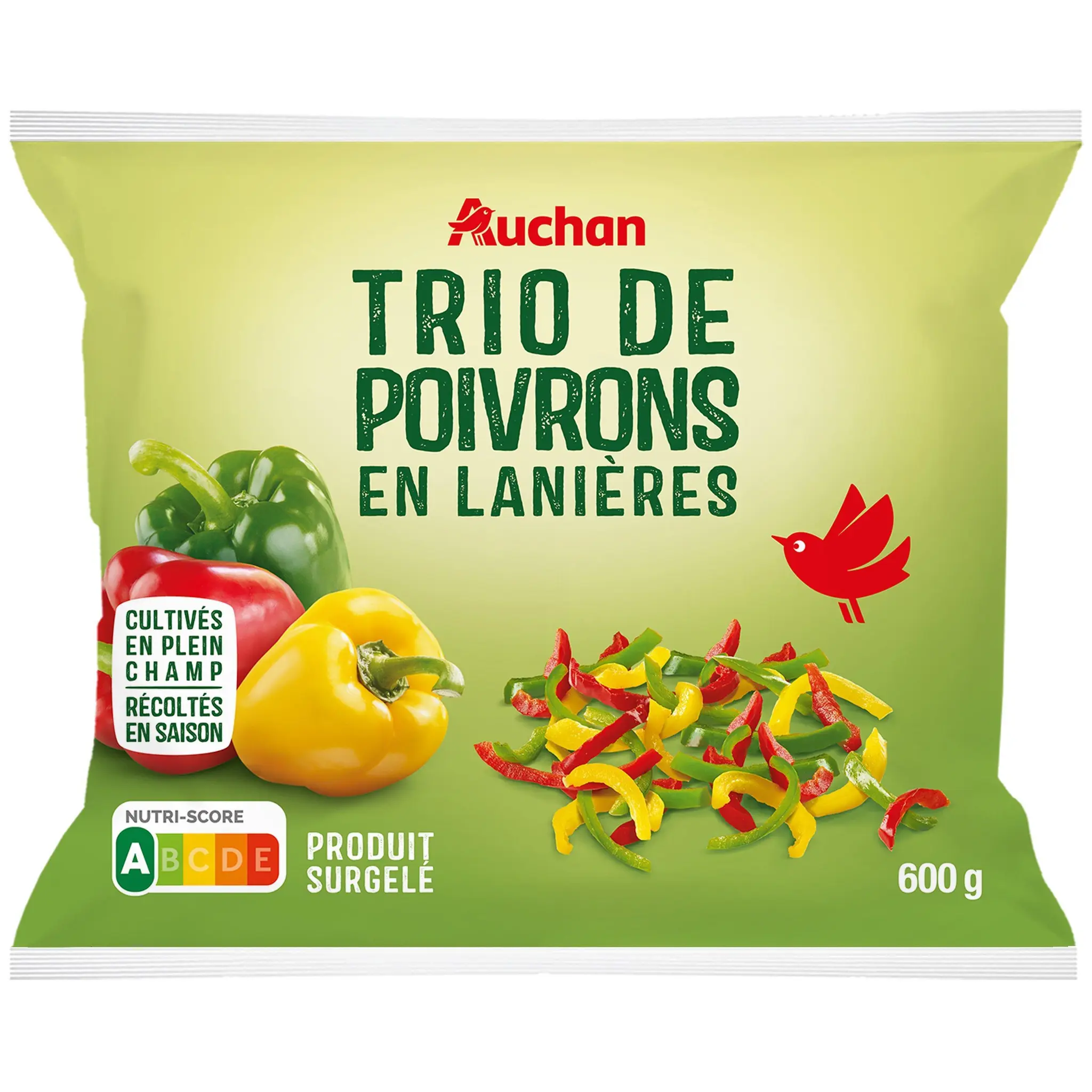AUCHAN Trio de poivrons en lanières