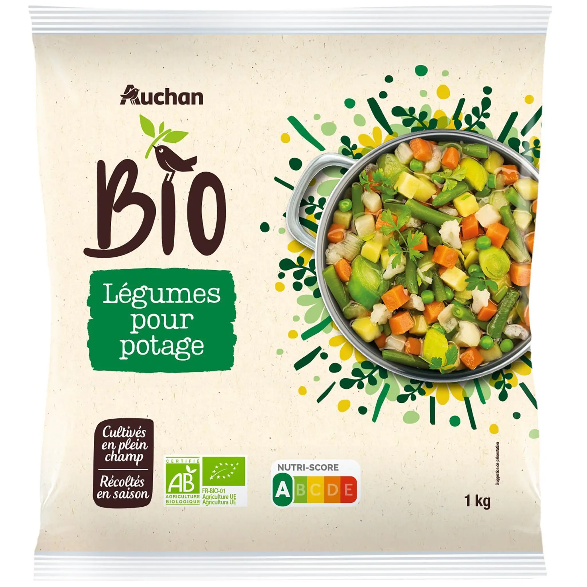 AUCHAN BIO Mélange de légumes pour potage