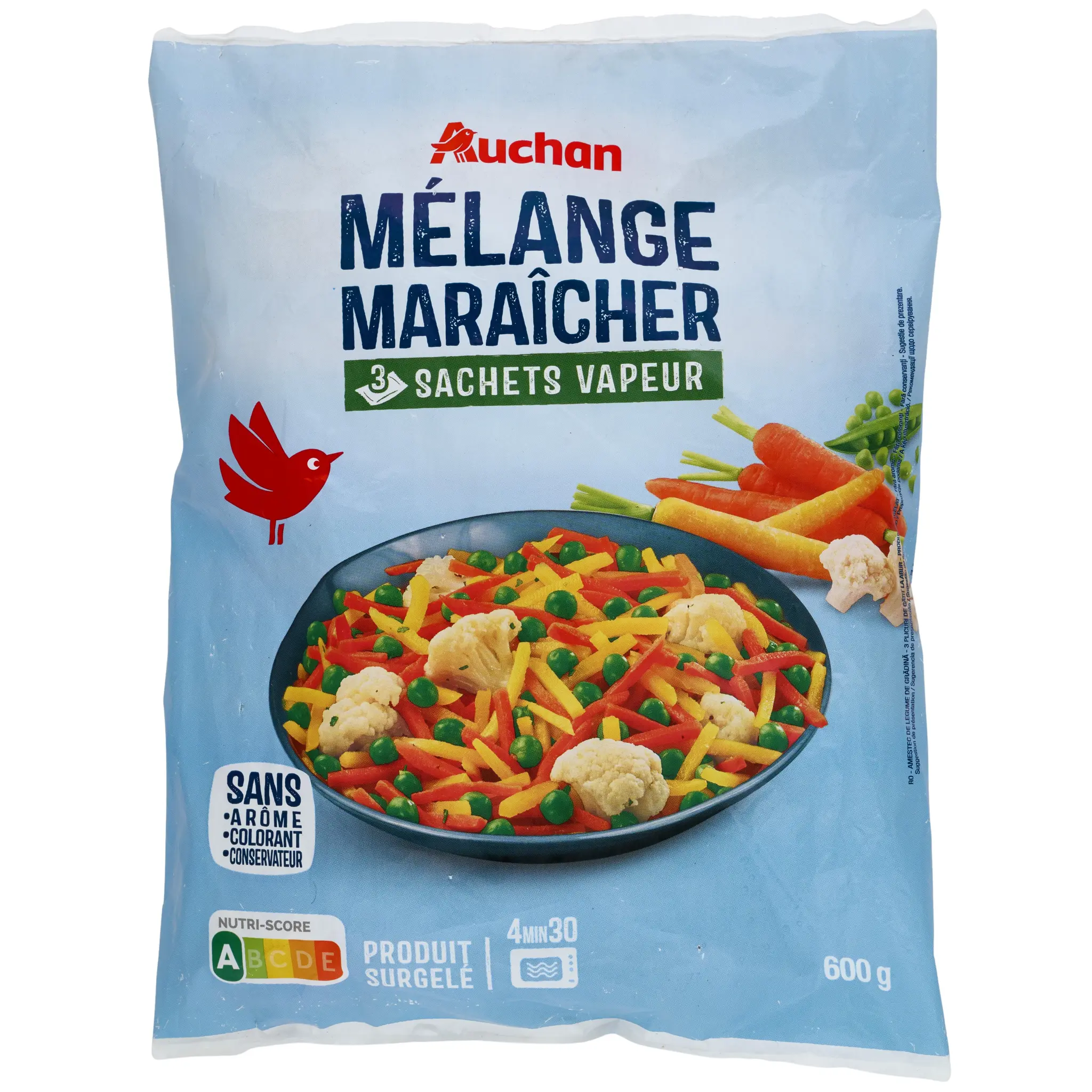 AUCHAN Mélange de légumes maraichers sachets vapeur